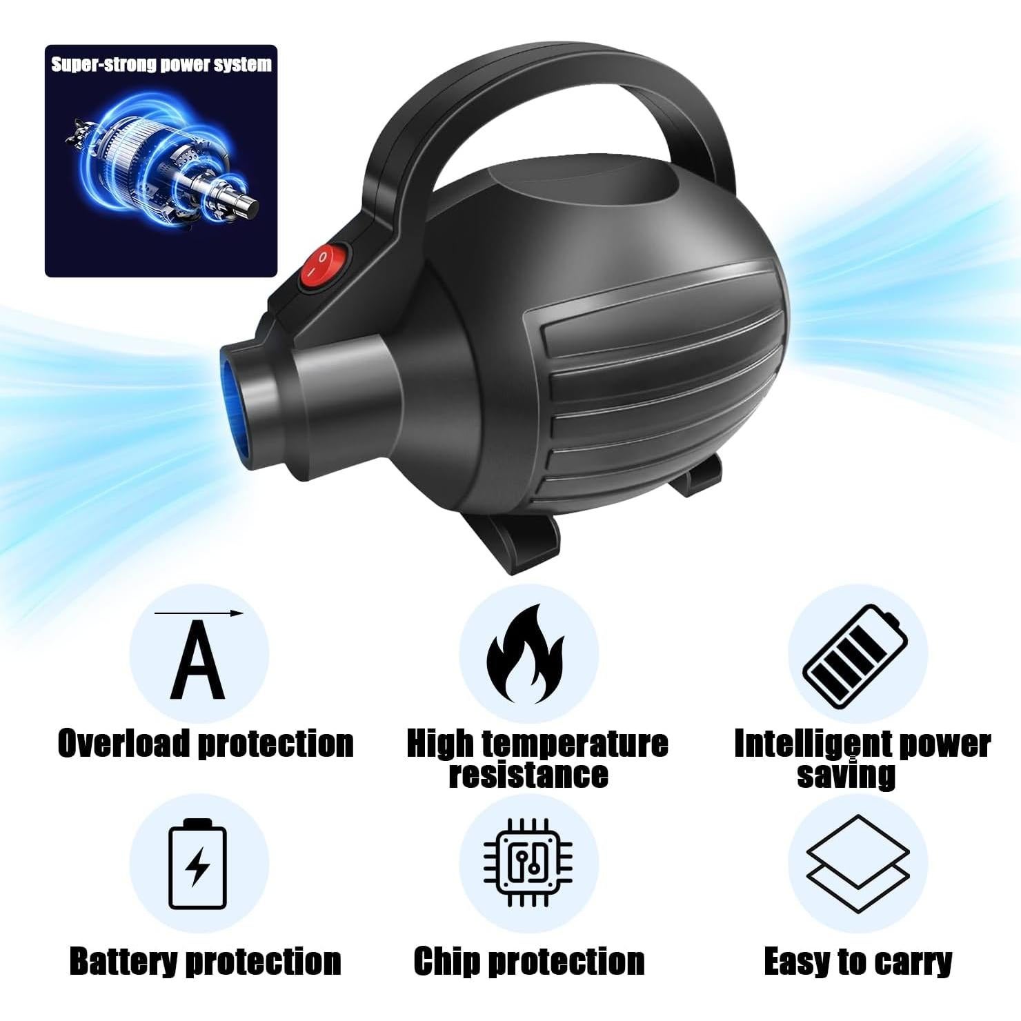 Portable Electric Air Pump 600W Fast Inflation Pump with Hose 4 Nozzles 110-120V AC Air Pump for Air Mats Inflatable Mats Gymnastics Mats Pool Toys