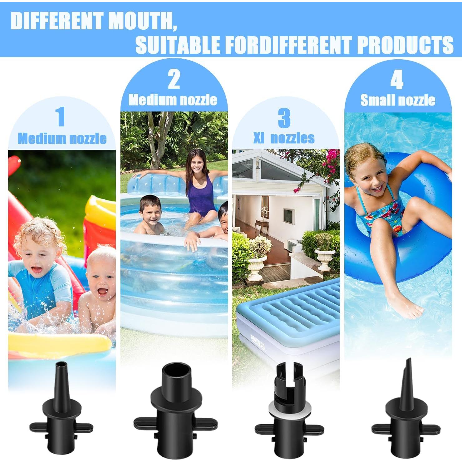 Portable Electric Air Pump 600W Fast Inflation Pump with Hose 4 Nozzles 110-120V AC Air Pump for Air Mats Inflatable Mats Gymnastics Mats Pool Toys