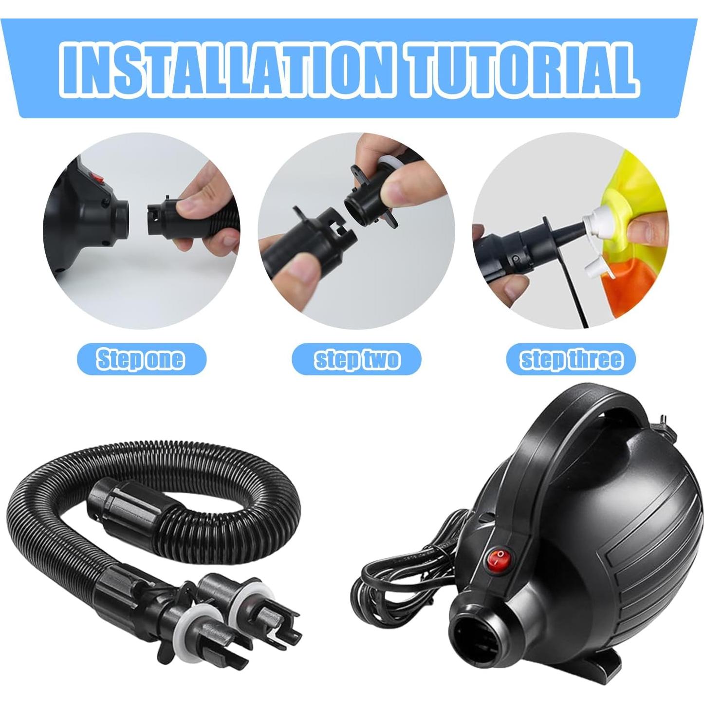 Portable Electric Air Pump 600W Fast Inflation Pump with Hose 4 Nozzles 110-120V AC Air Pump for Air Mats Inflatable Mats Gymnastics Mats Pool Toys