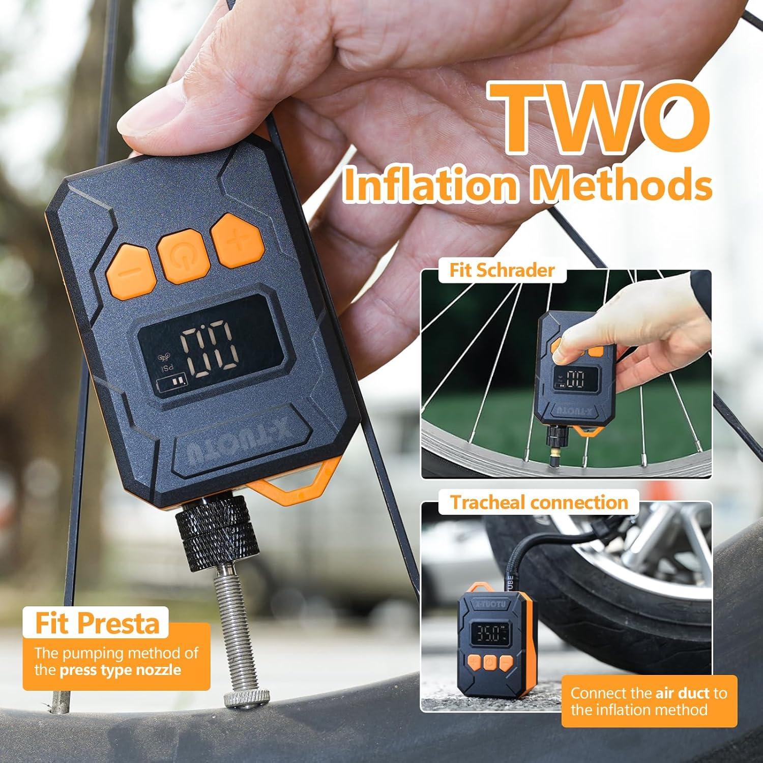 Mini bomba de bicicleta X-TUOTU Y-QB08 con manómetro