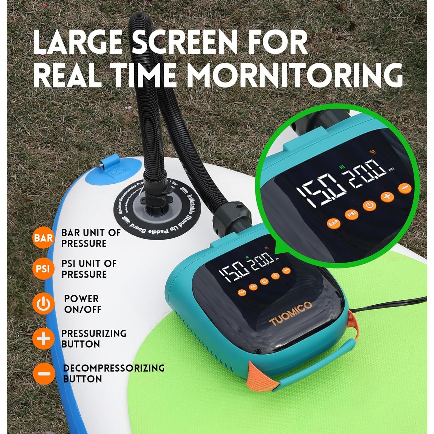 Bomba Eléctrica Tuomico 20PSI para Paddle Board y Kayak