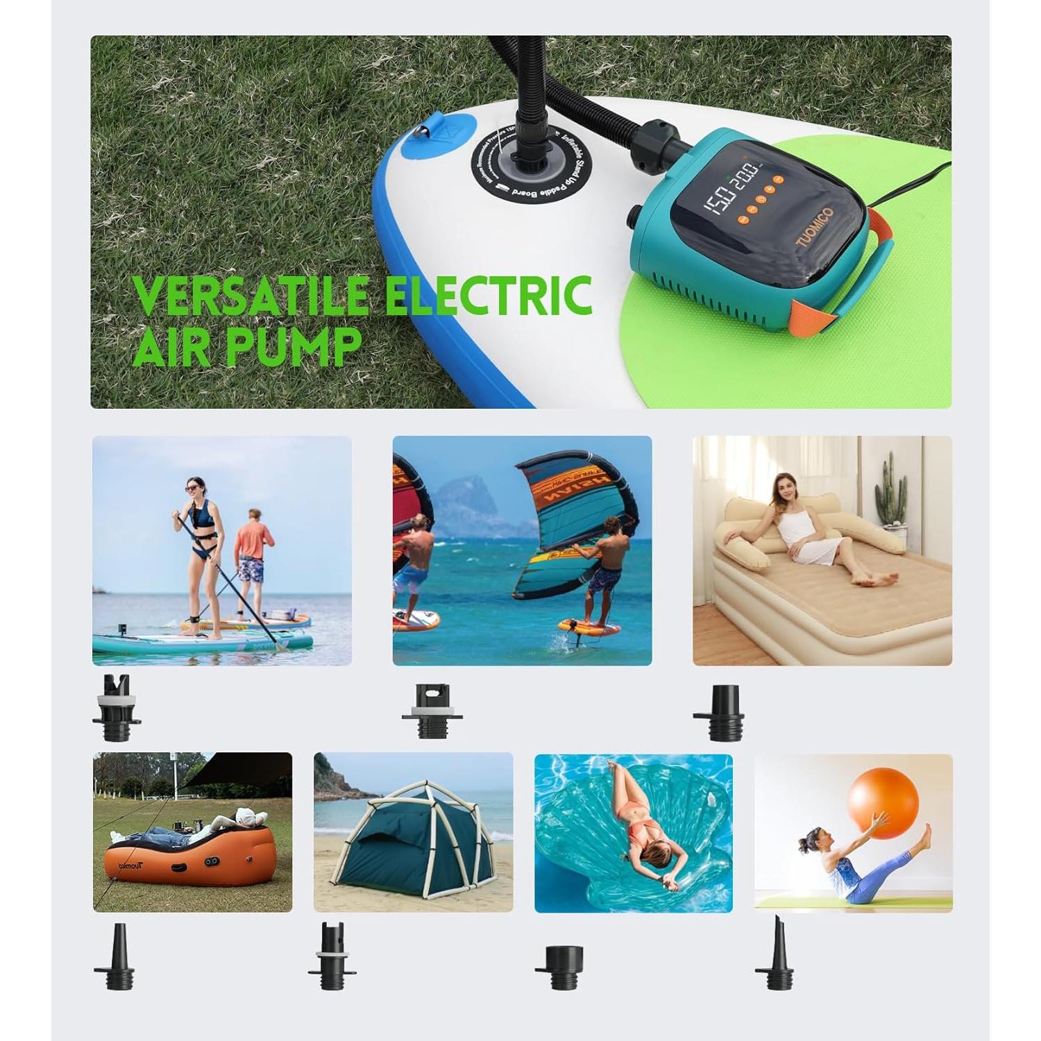 Bomba Eléctrica Tuomico 20PSI para Paddle Board y Kayak