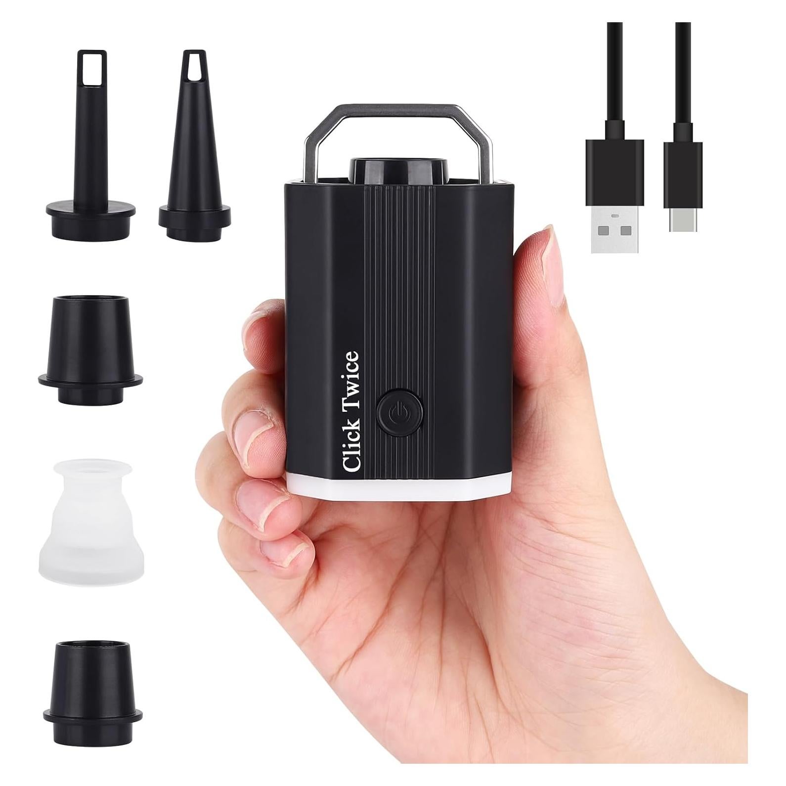 Mini and Portable Air Pump Tiny Pump with 1600mAh Battery USB Rechargeable to Portable Air Pump, Air Bed, Air Mattress Pump, Vacuum Storage Bags