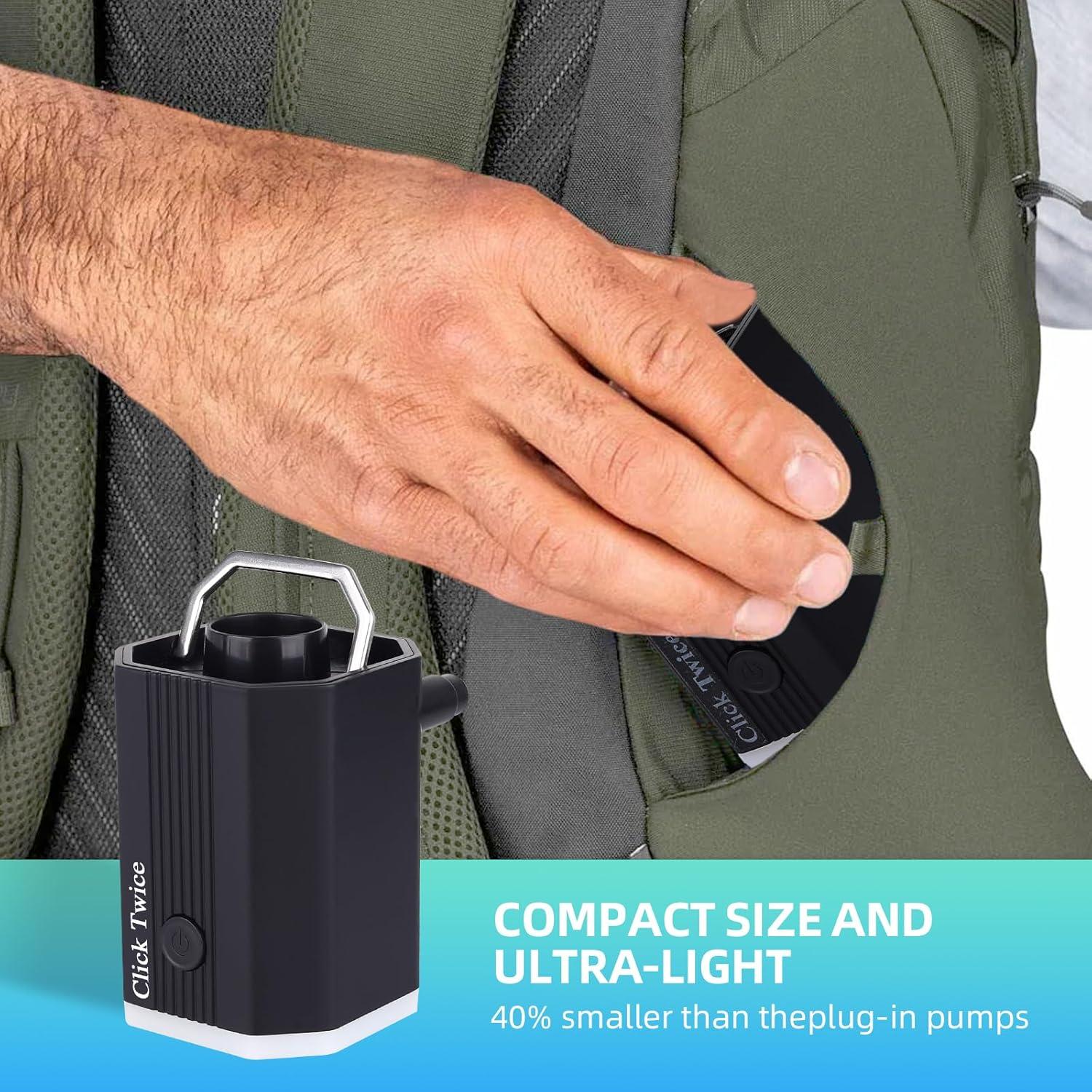 Mini and Portable Air Pump Tiny Pump with 1600mAh Battery USB Rechargeable to Portable Air Pump, Air Bed, Air Mattress Pump, Vacuum Storage Bags