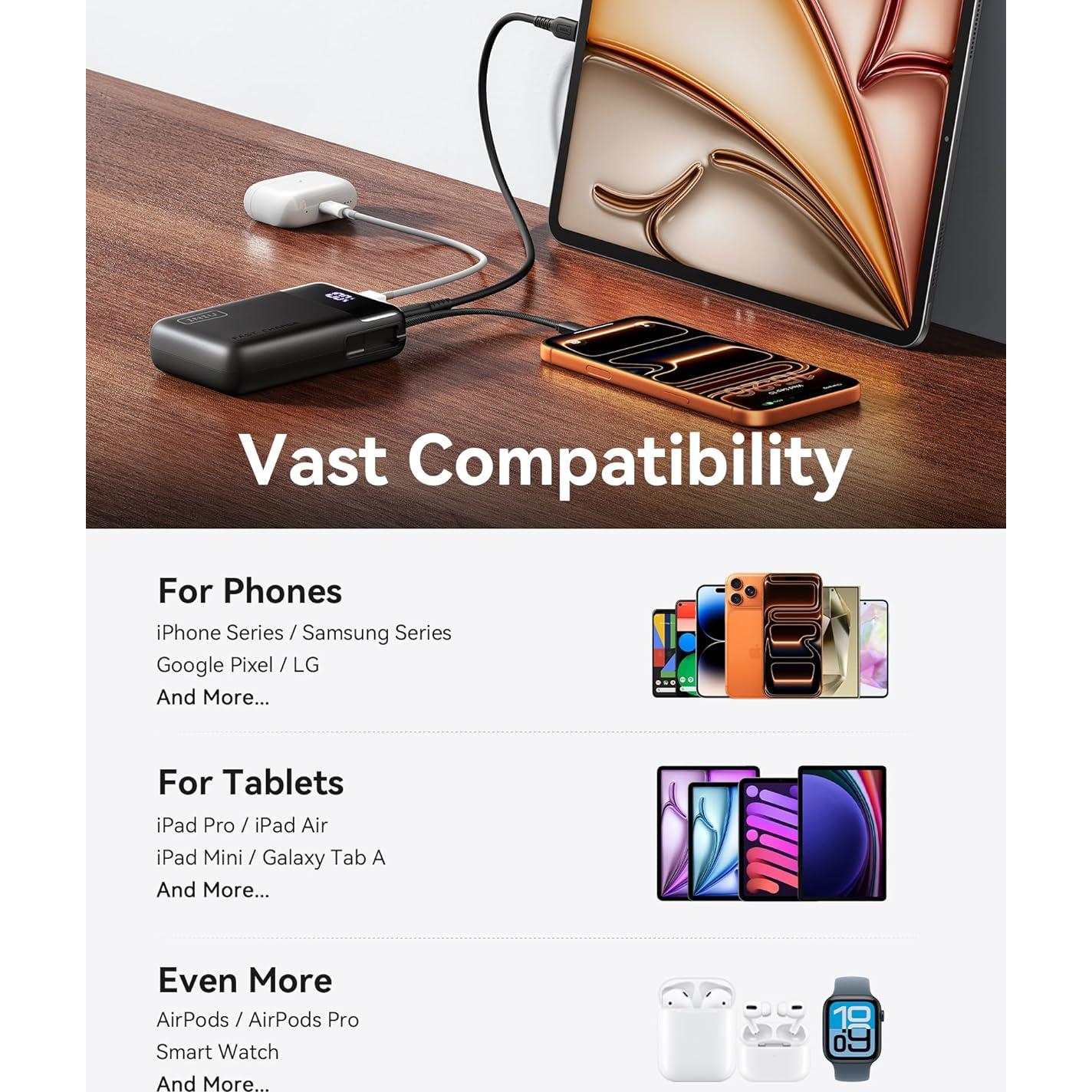 Cargador Portátil INIU 20000mAh 45W USB-C Integrado Negro