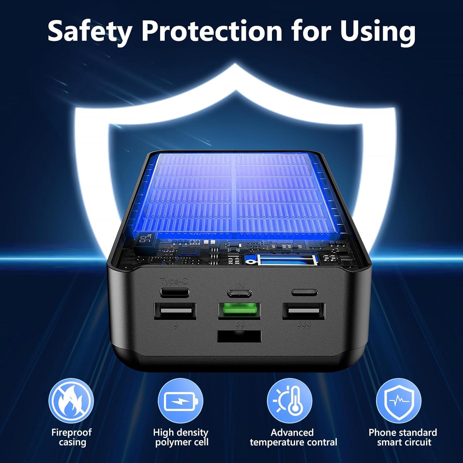 Banco de Energía 60000mAh Cargador Rápido con Linterna