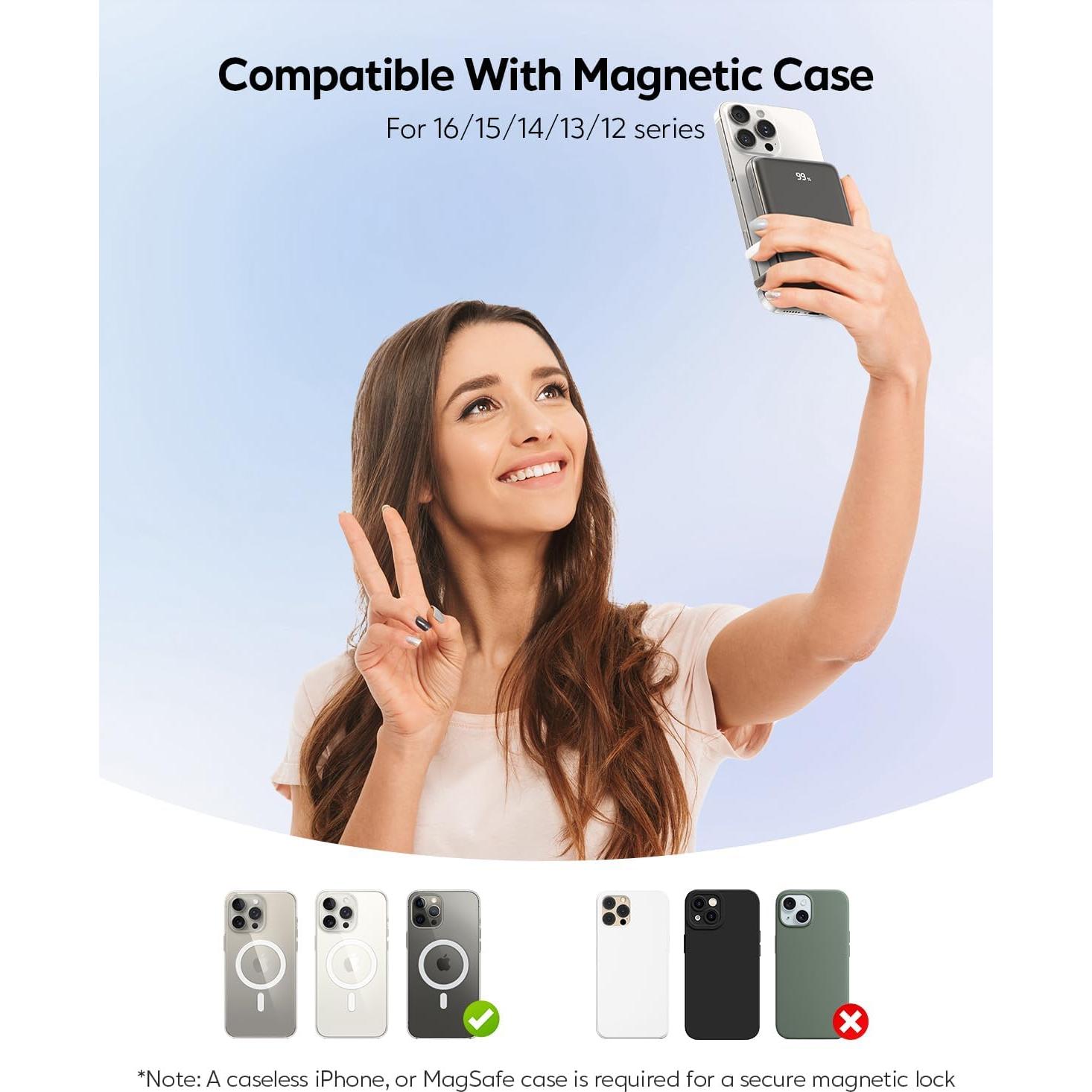 for MagSafe Battery Pack, Qi2 Certified 10,000mAh 30W Ultra Fast Magnetic Wireless Power Bank, Portable Charger with LED Display & Foldable Metal Stand, for iPhone 16/15/14/13/12 Series