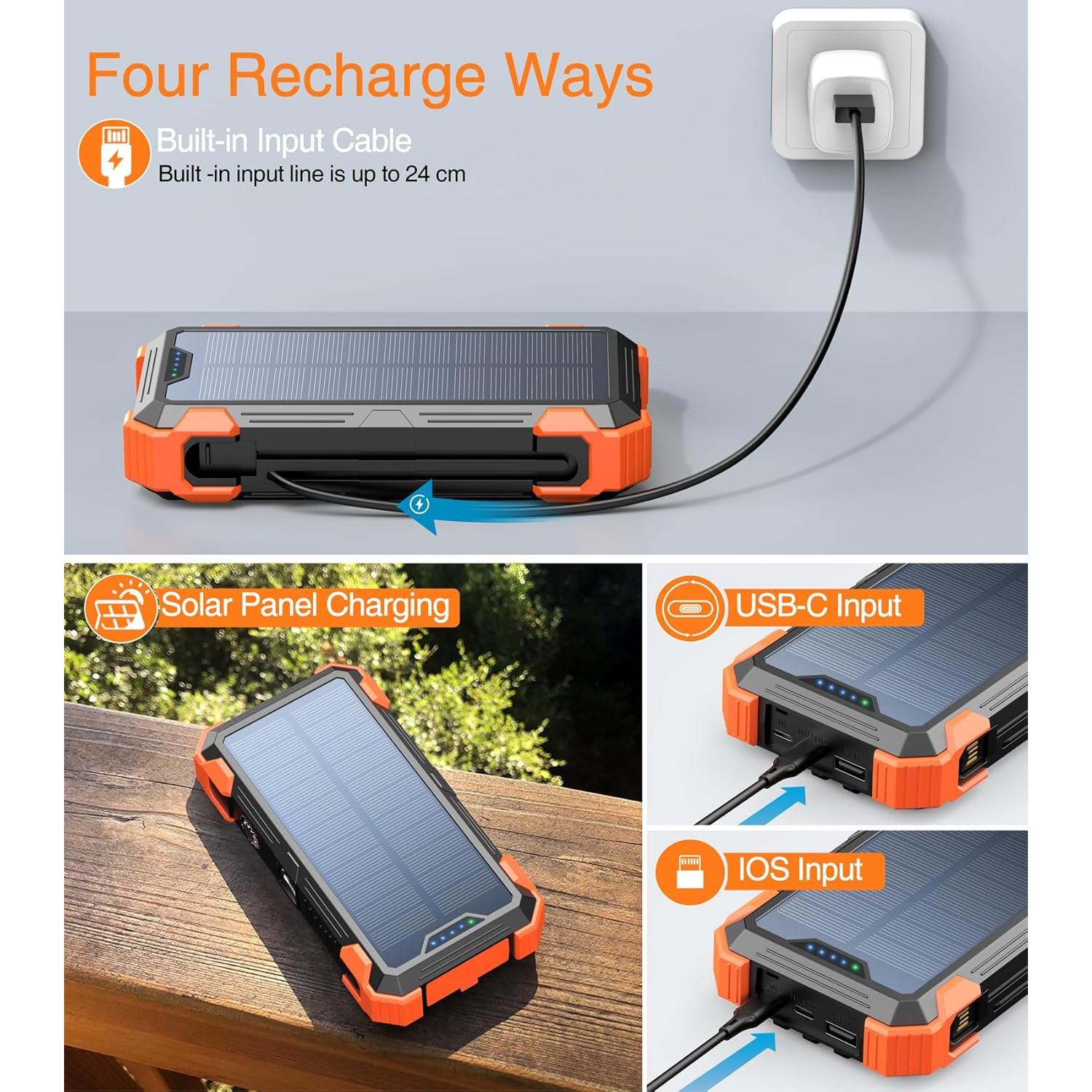 Cargador Portátil GOODaaa 42800mAh Solar 5 Salidas Naranja