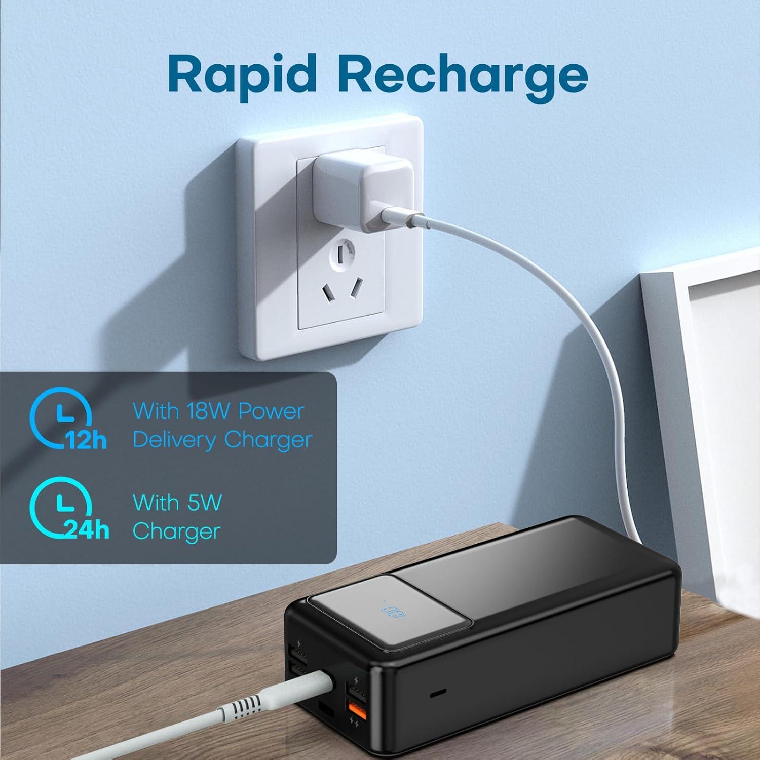 Portable Charger Power Bank 50000mAh, 5 Outputs & 3 Inputs,22.5W USB C Fast Charging External Battery Pack LED Display Huge Capacity Phone Charger for iPhone Samsung,Android etc