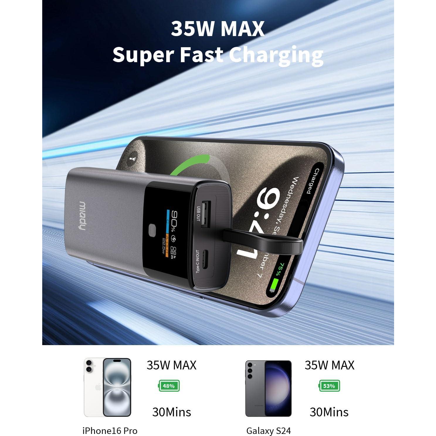 Cargador Portátil Miady 10000mAh Carga Rápida PD 35W USB-C