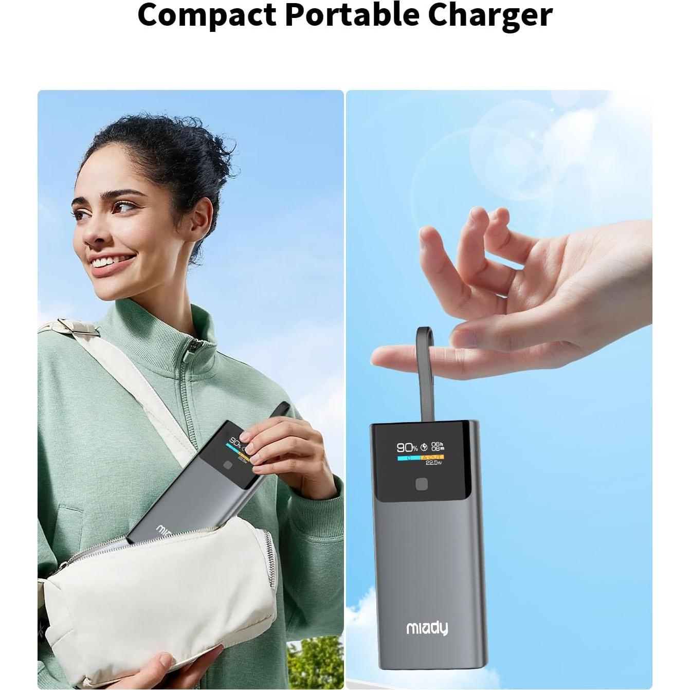 Cargador Portátil Miady 10000mAh Carga Rápida PD 35W USB-C