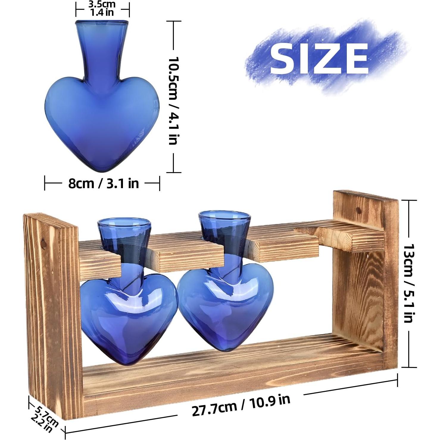 Terrario de Plantas MTsigns Corazón con Soporte de Madera