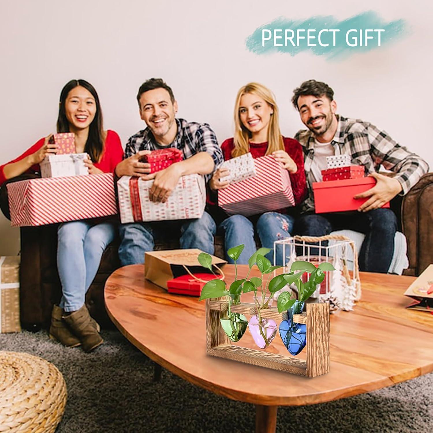 Terrario de Plantas MTsigns Corazón con Soporte de Madera