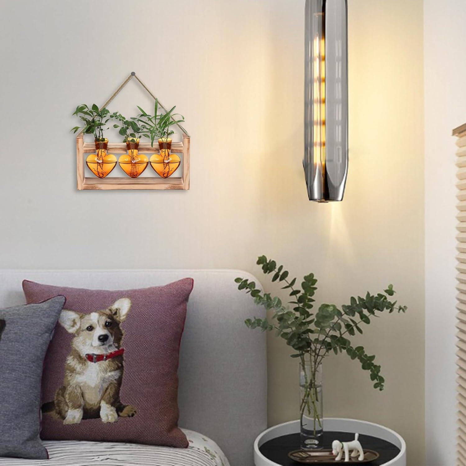 Terrario de Plantas MTsigns Corazón con Soporte de Madera