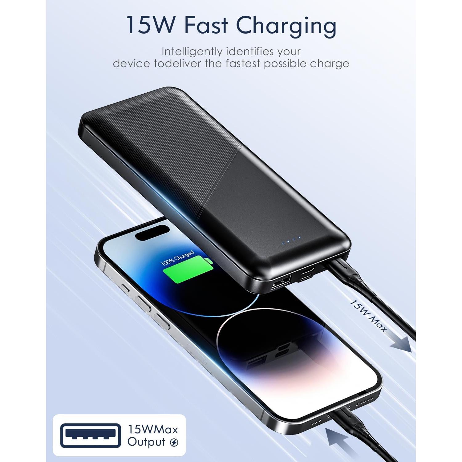 Cargador Portátil Feeke 15000mAh USB Dual 5V 3.1A Negro