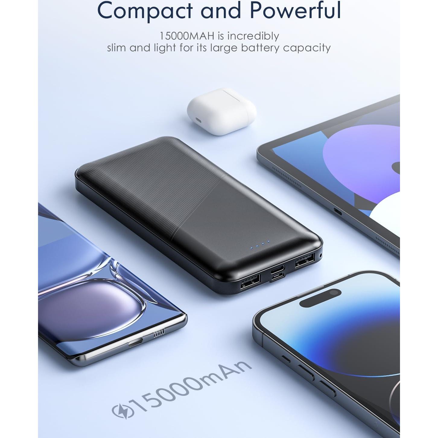 Cargador Portátil Feeke 15000mAh USB Dual 5V 3.1A Negro