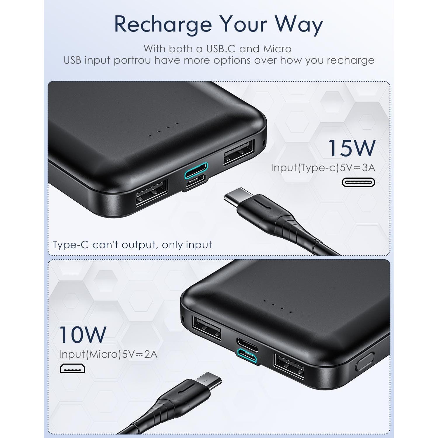 Cargador Portátil Feeke 15000mAh USB Dual 5V 3.1A Negro