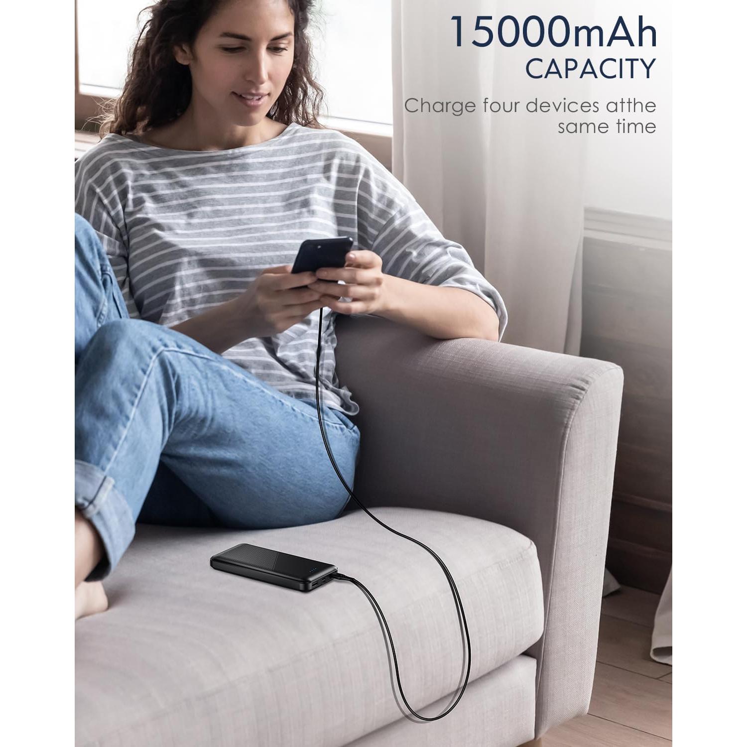 Cargador Portátil Feeke 15000mAh USB Dual 5V 3.1A Negro