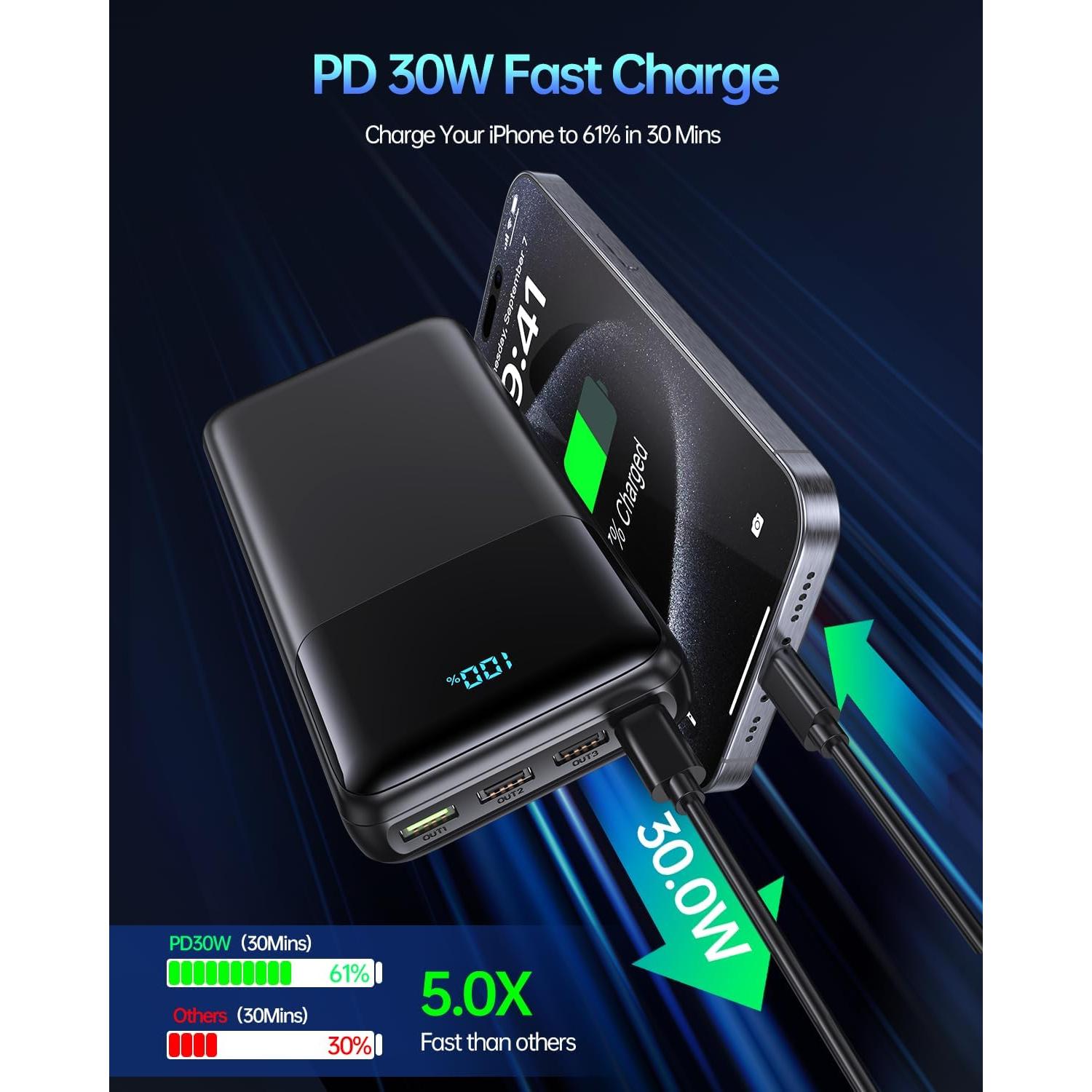 Cargador Portátil Seaistar 50000mAh USB-C PD 30W Carga Rápida