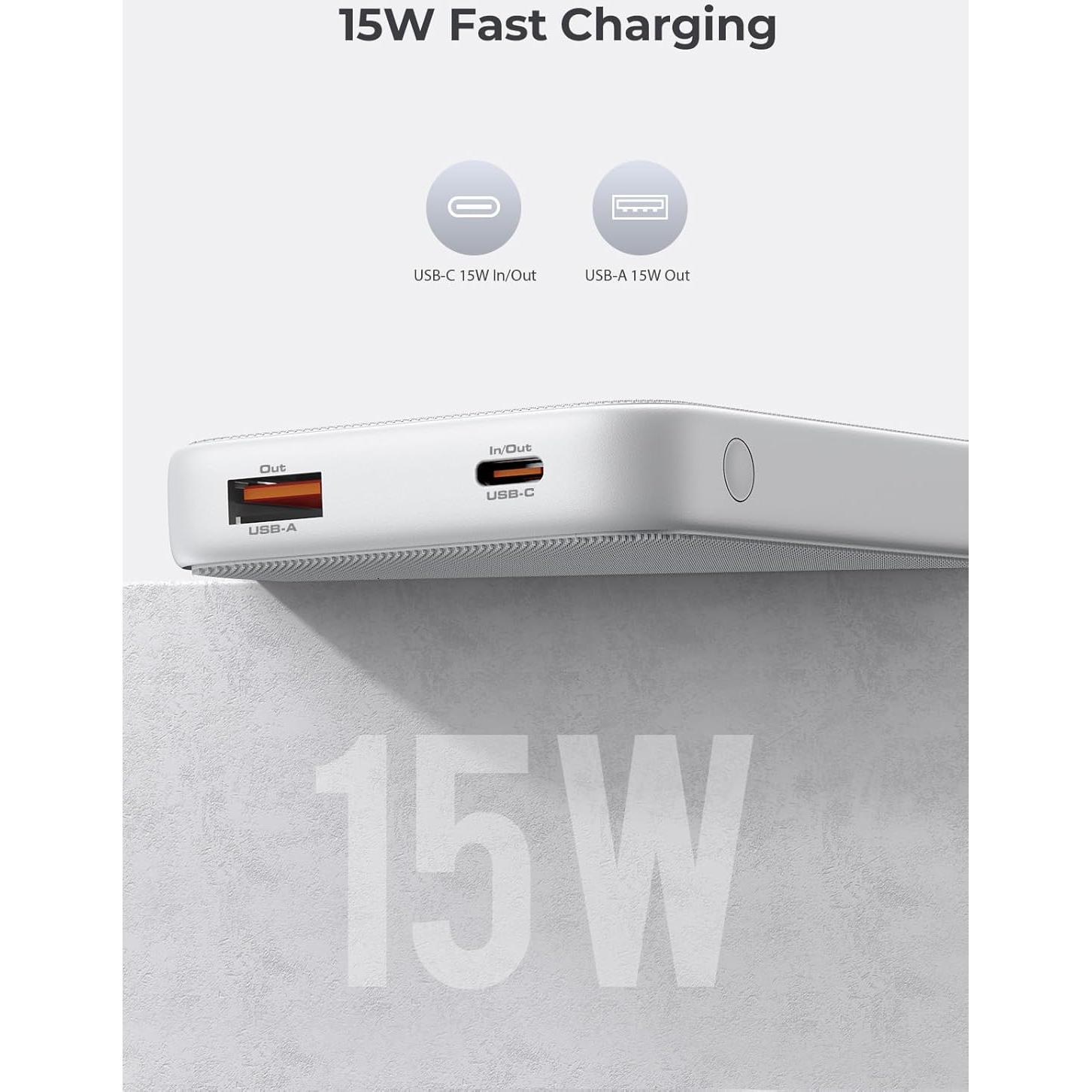 2 Pack Portable Charger, 10000mAh USB C Power Bank Ultra Slim 15W External Charging Battery Pack for iPhone 17/16/15/14/13, Galaxy S25/24, Pixel and More