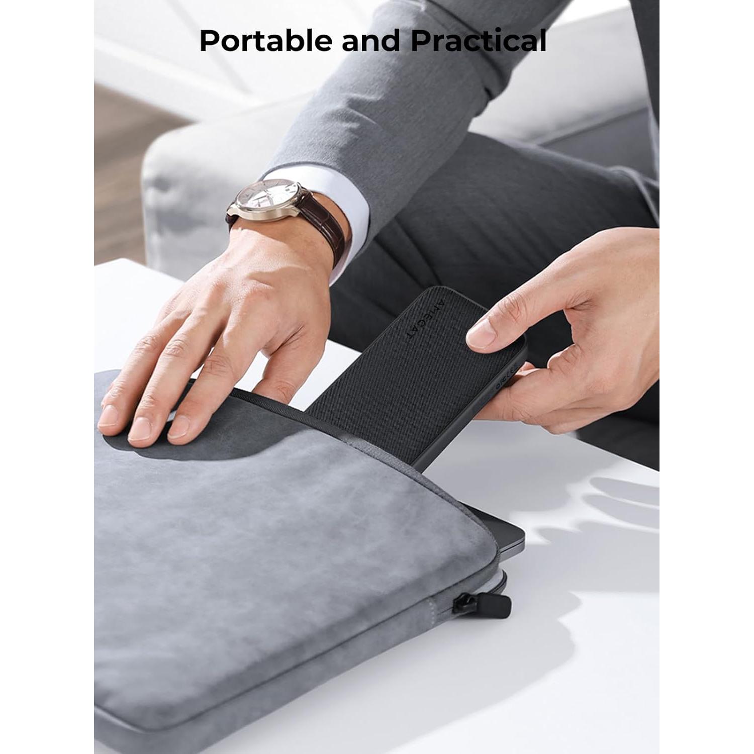 2 Pack Portable Charger, 10000mAh USB C Power Bank Ultra Slim 15W External Charging Battery Pack for iPhone 17/16/15/14/13, Galaxy S25/24, Pixel and More