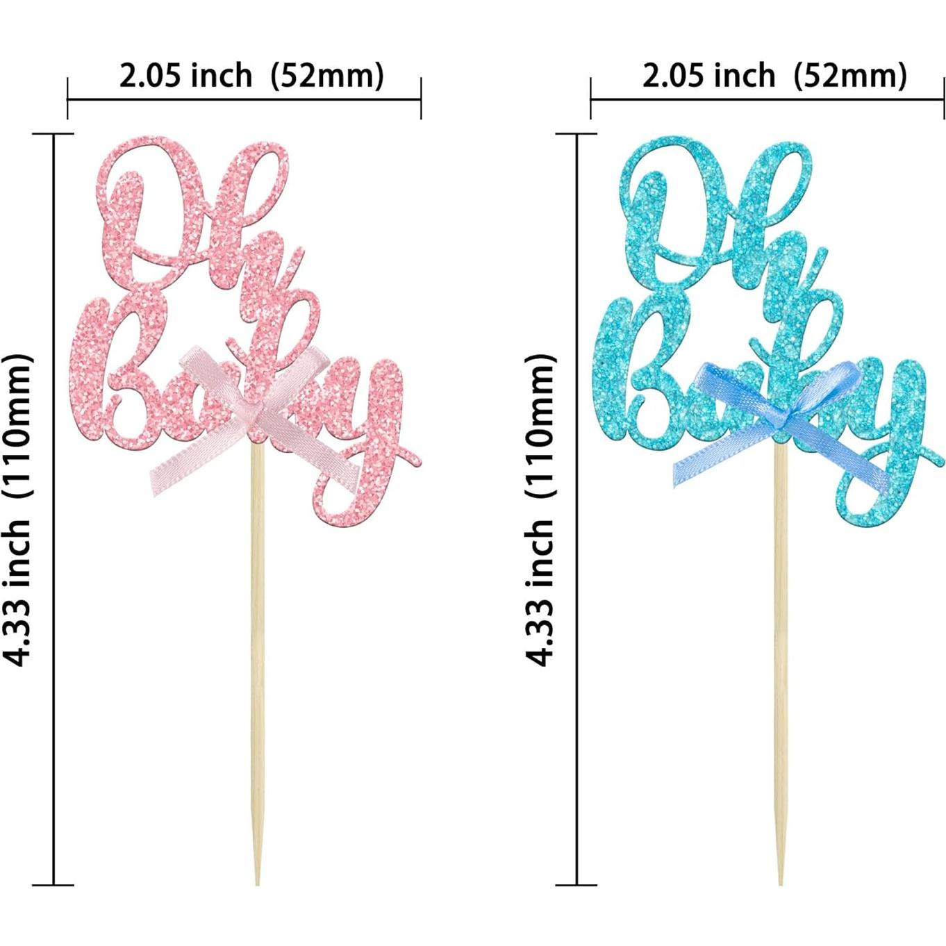 Toppers de Cupcake Rosa Azul Gyufise 36 Pcs Baby Shower