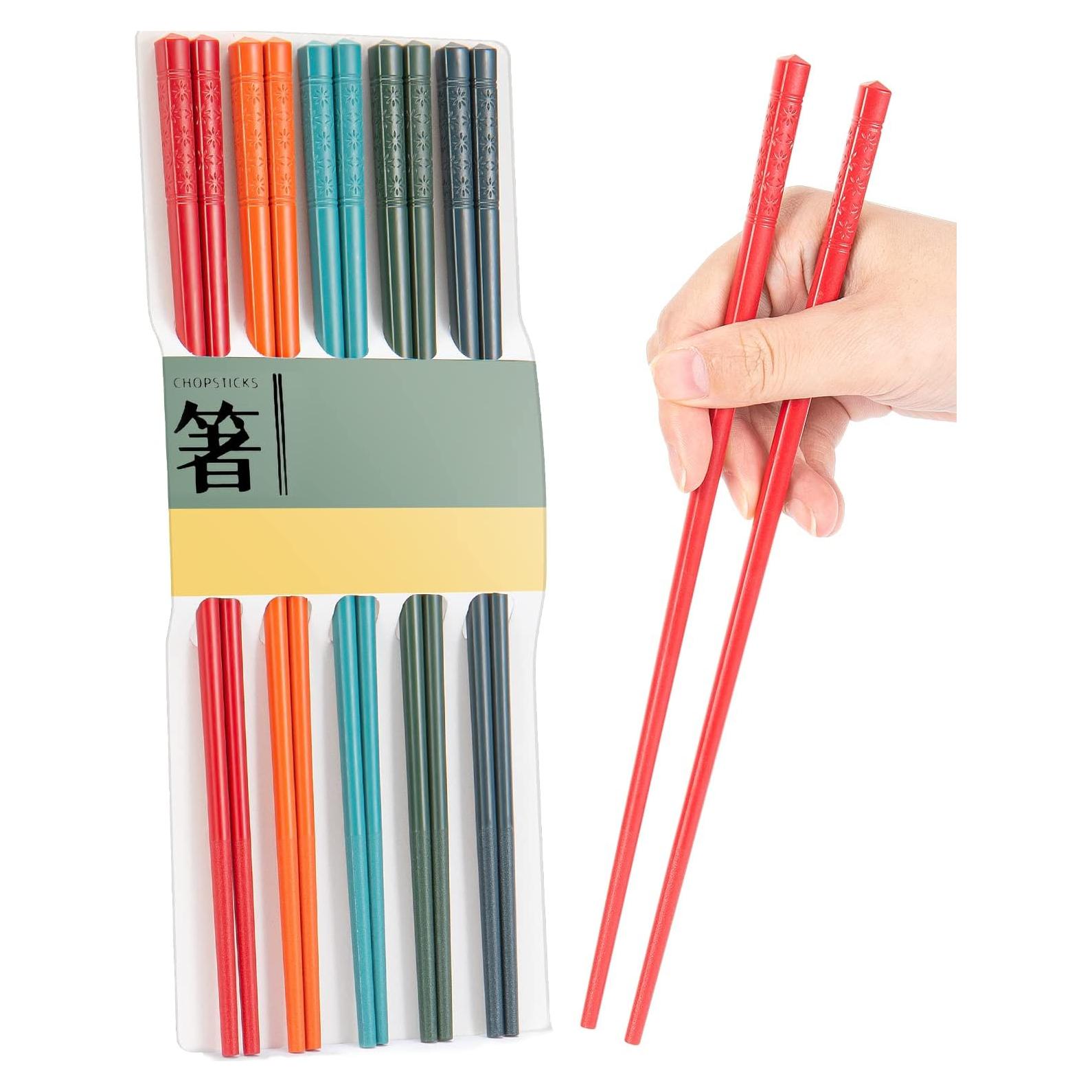 Juego de 5 Palillos Reutilizables LIANGKEN 24.1 cm Antideslizantes