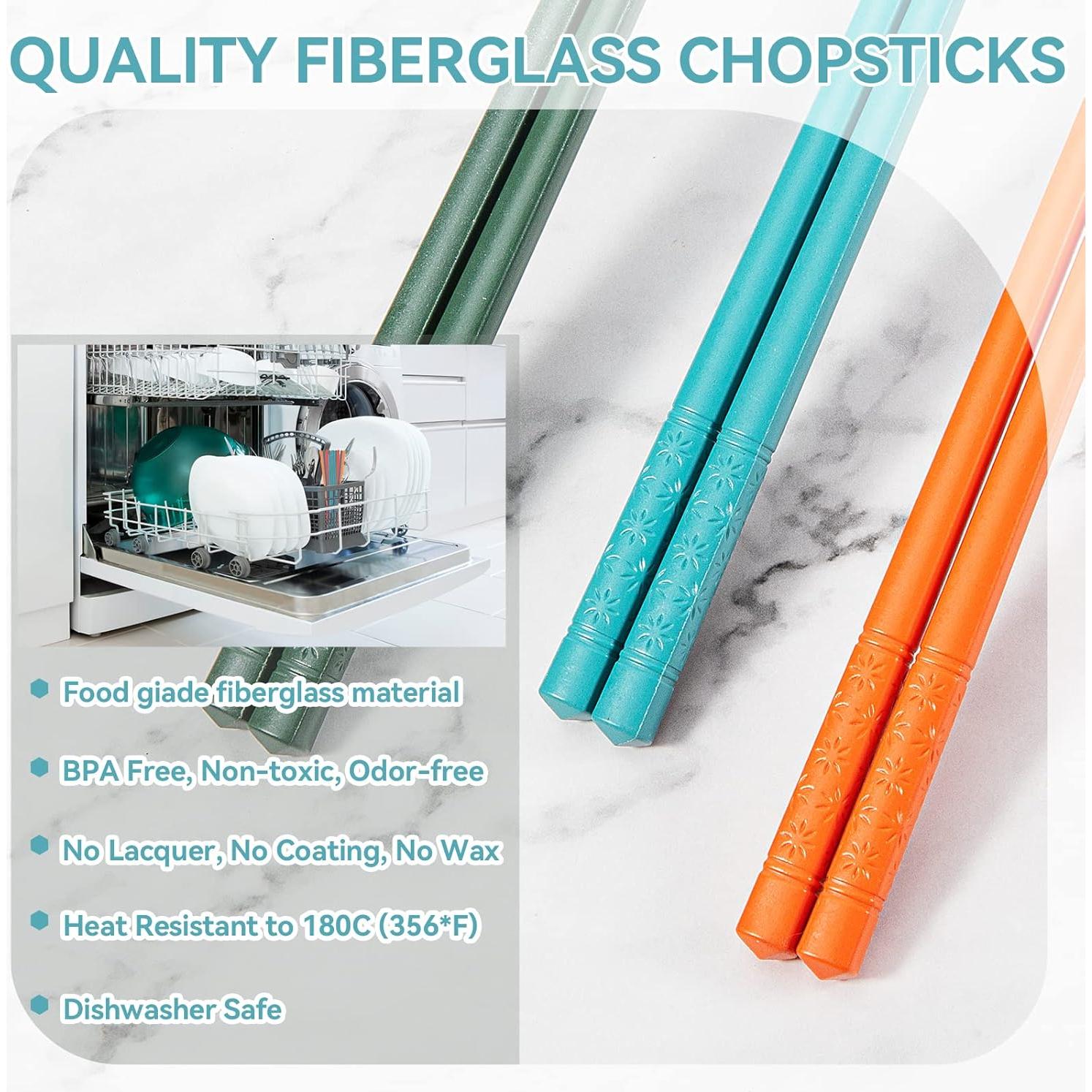 Juego de 5 Palillos Reutilizables LIANGKEN 24.1 cm Antideslizantes