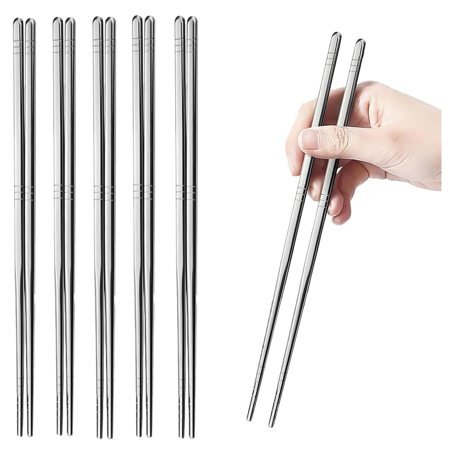 Palillos de Acero Inoxidable Kucensi 5 Pares 24cm Antideslizantes
