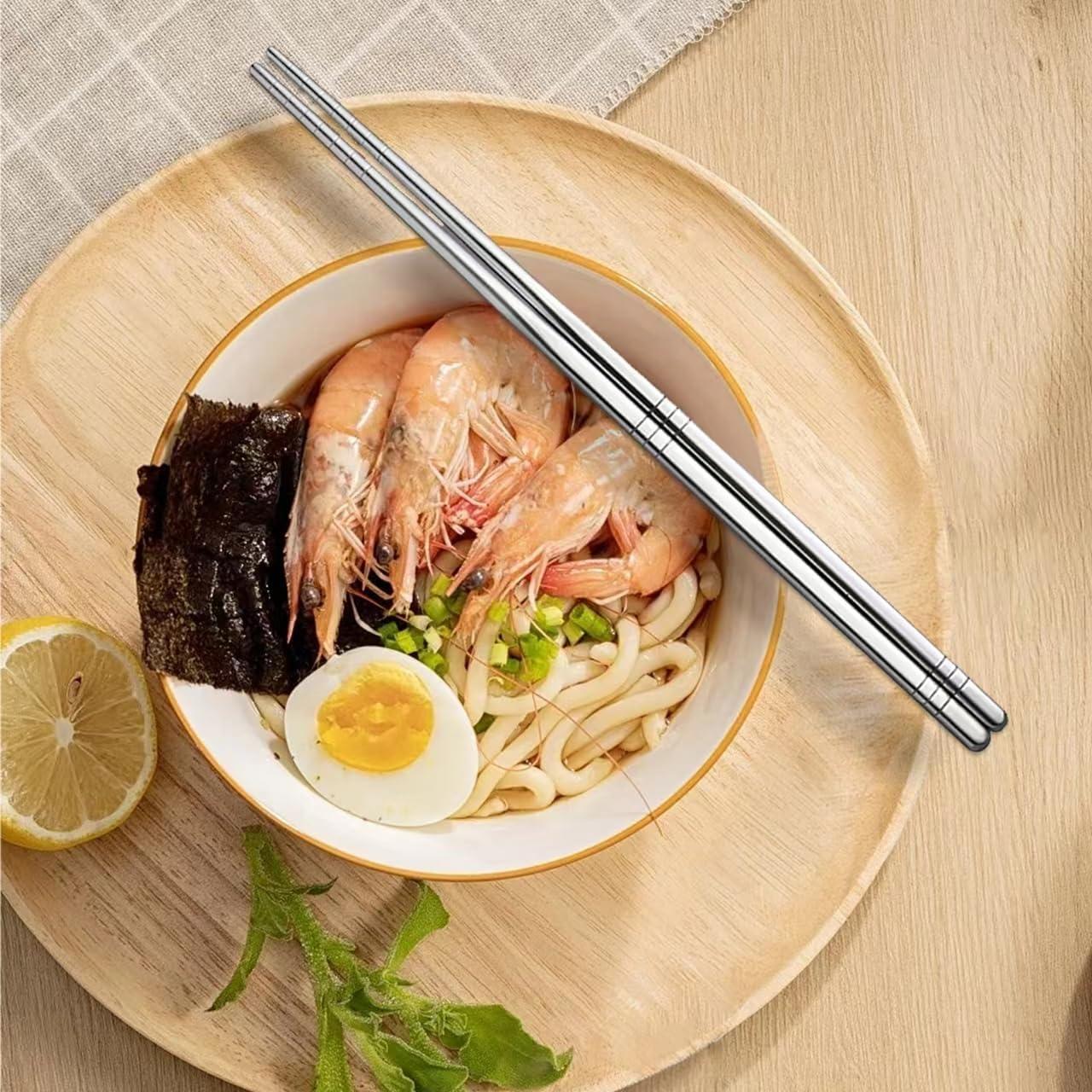 Palillos de Acero Inoxidable Kucensi 5 Pares 24cm Antideslizantes