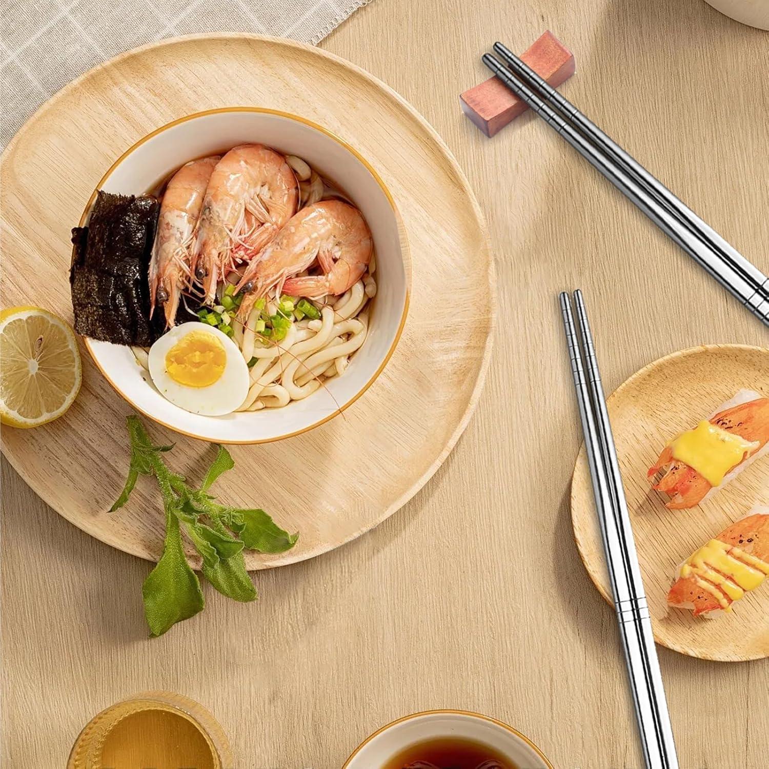 Palillos de Acero Inoxidable Kucensi 5 Pares 24cm Antideslizantes