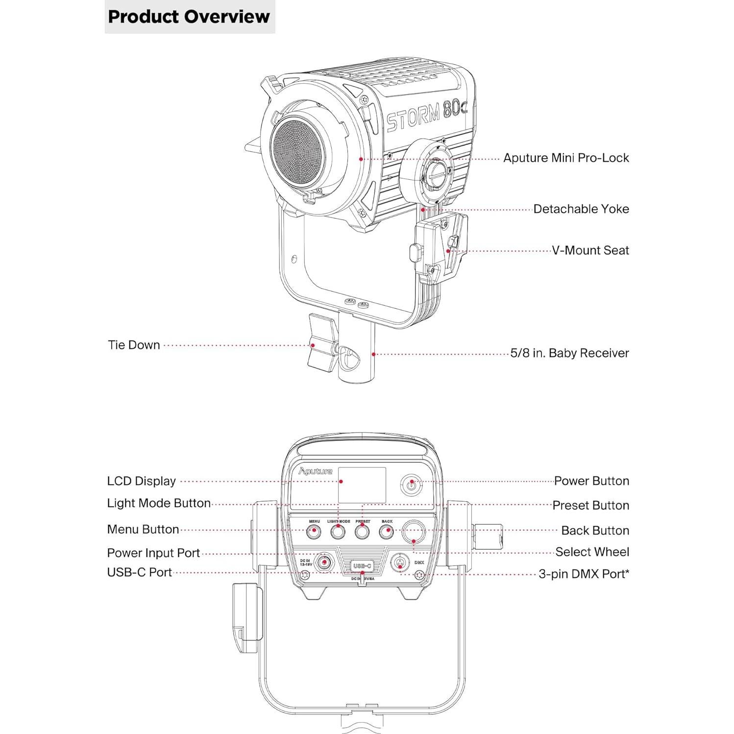 Aputure Storm 80c Luz LED RGB 80W IP65 1800K-20000K