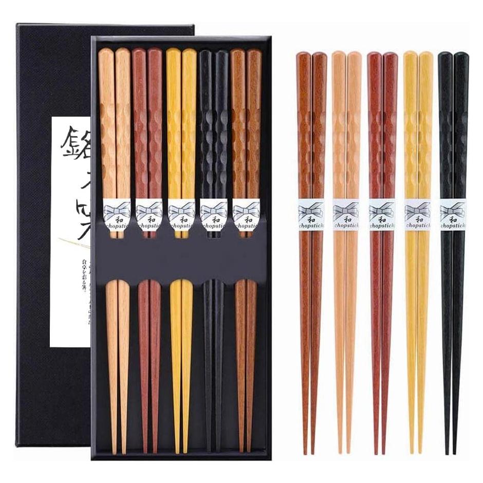 Juego de 10 pares de palillos de madera MFJUNS antideslizantes