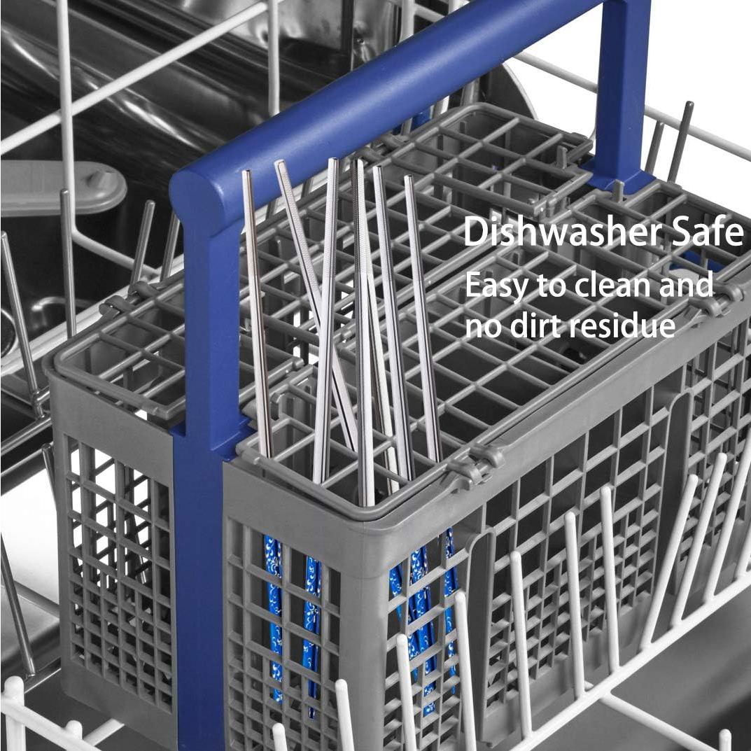 Palillos Metálicos Reutilizables Greatamzor 2 Pares Azul Plata