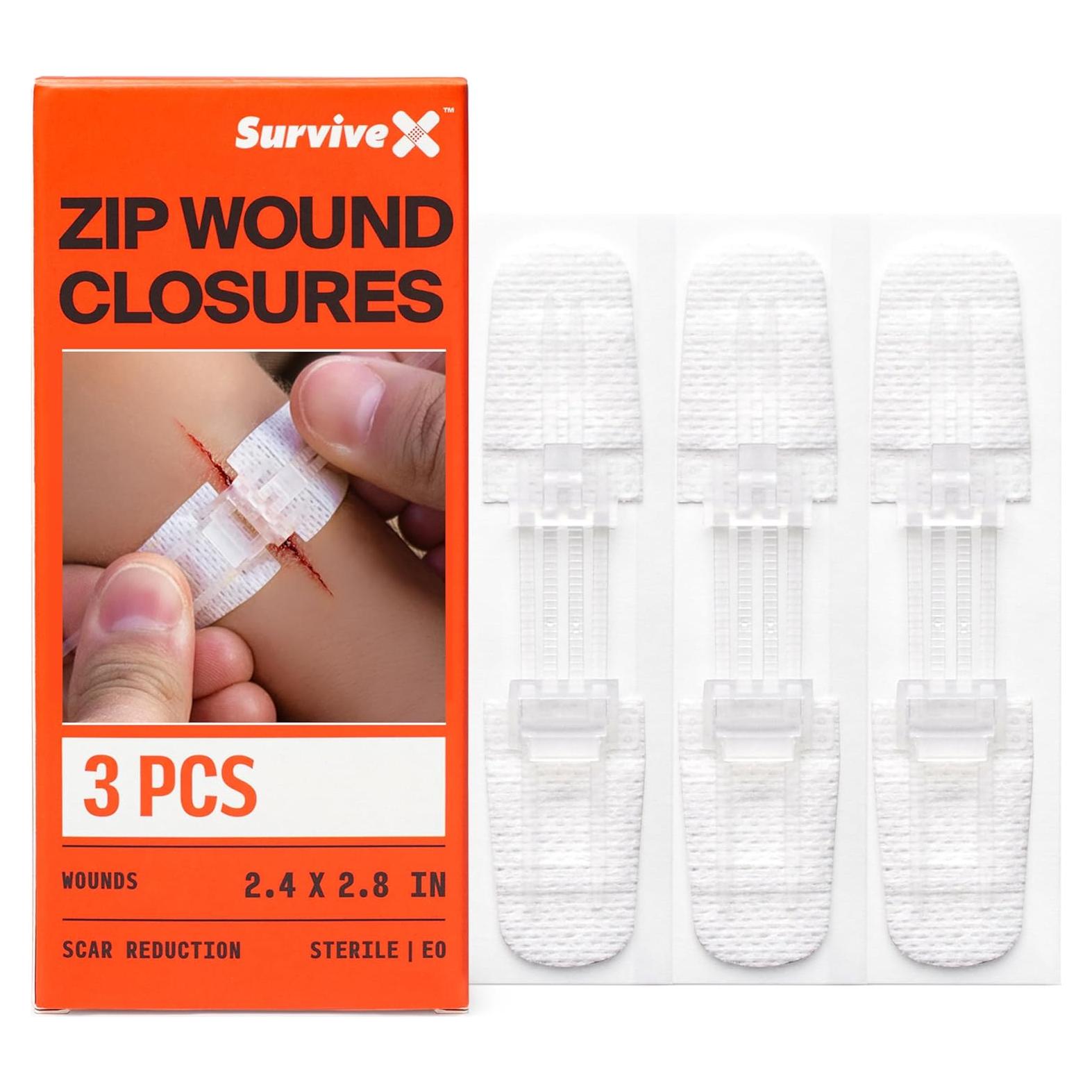 Cierres de Heridas Zip Stitch SurviveX - 3 Piezas