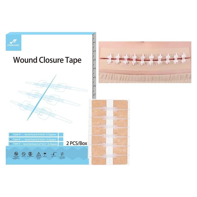 Cinta de Cierre de Heridas FORKANG 6 Cremalleras 6,1x10,4 cm