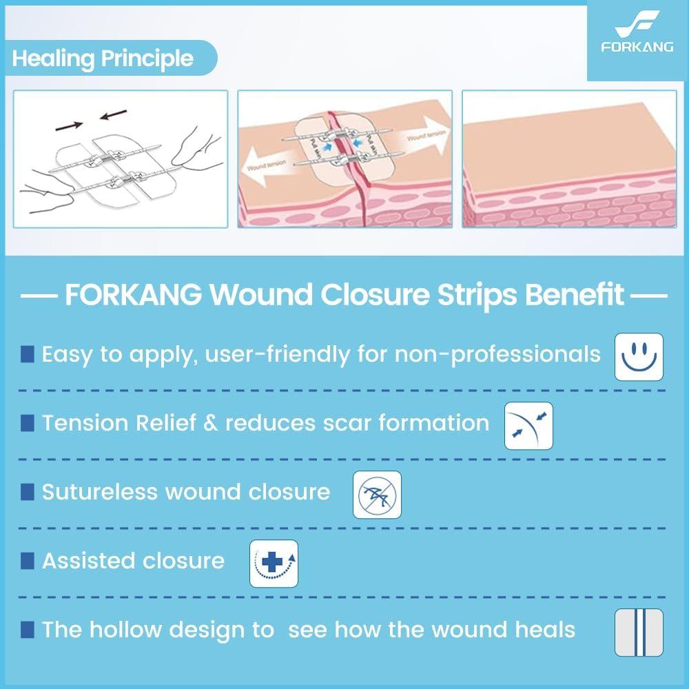 Cinta de Cierre de Heridas FORKANG 6 Cremalleras 6,1x10,4 cm