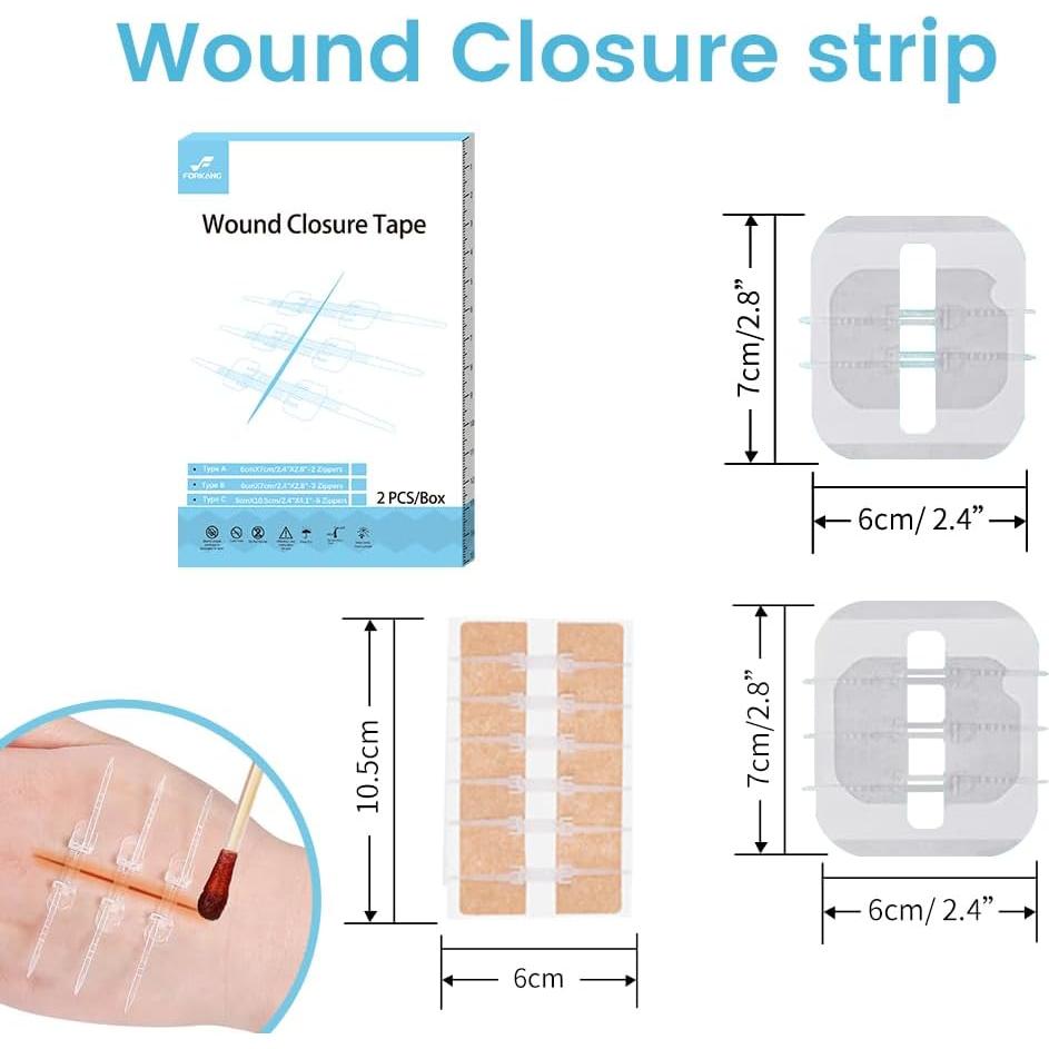 Cinta de Cierre de Heridas FORKANG 6 Cremalleras 6,1x10,4 cm