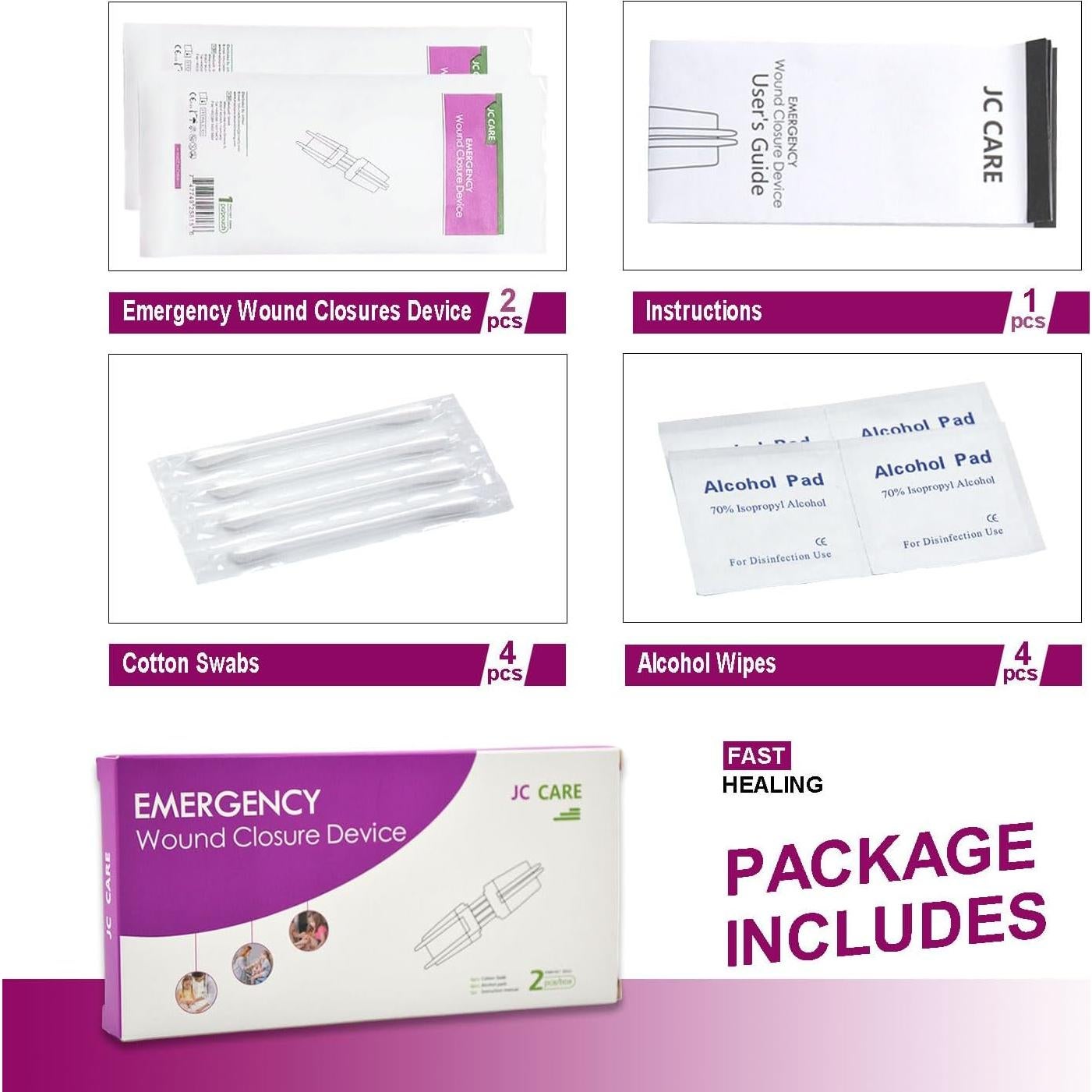 Kit de Cierre de Heridas JCMED 2 Piezas Sin Suturas