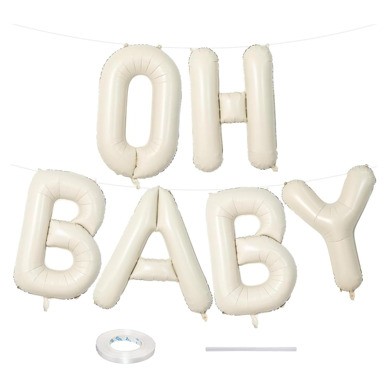 Globo OH BABY Beige 101,6 cm para Baby Shower Letras Crema