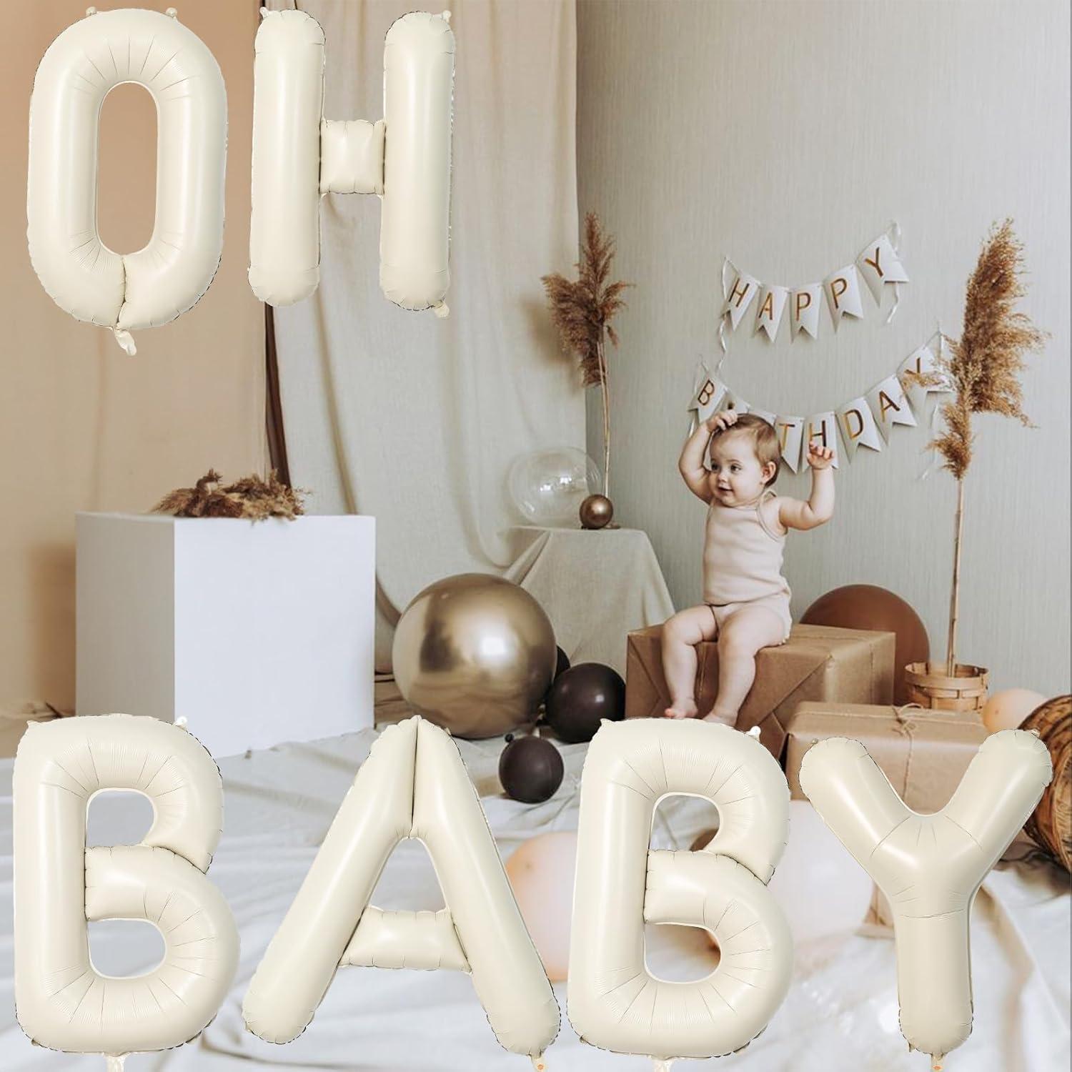 Globo OH BABY Beige 101,6 cm para Baby Shower Letras Crema