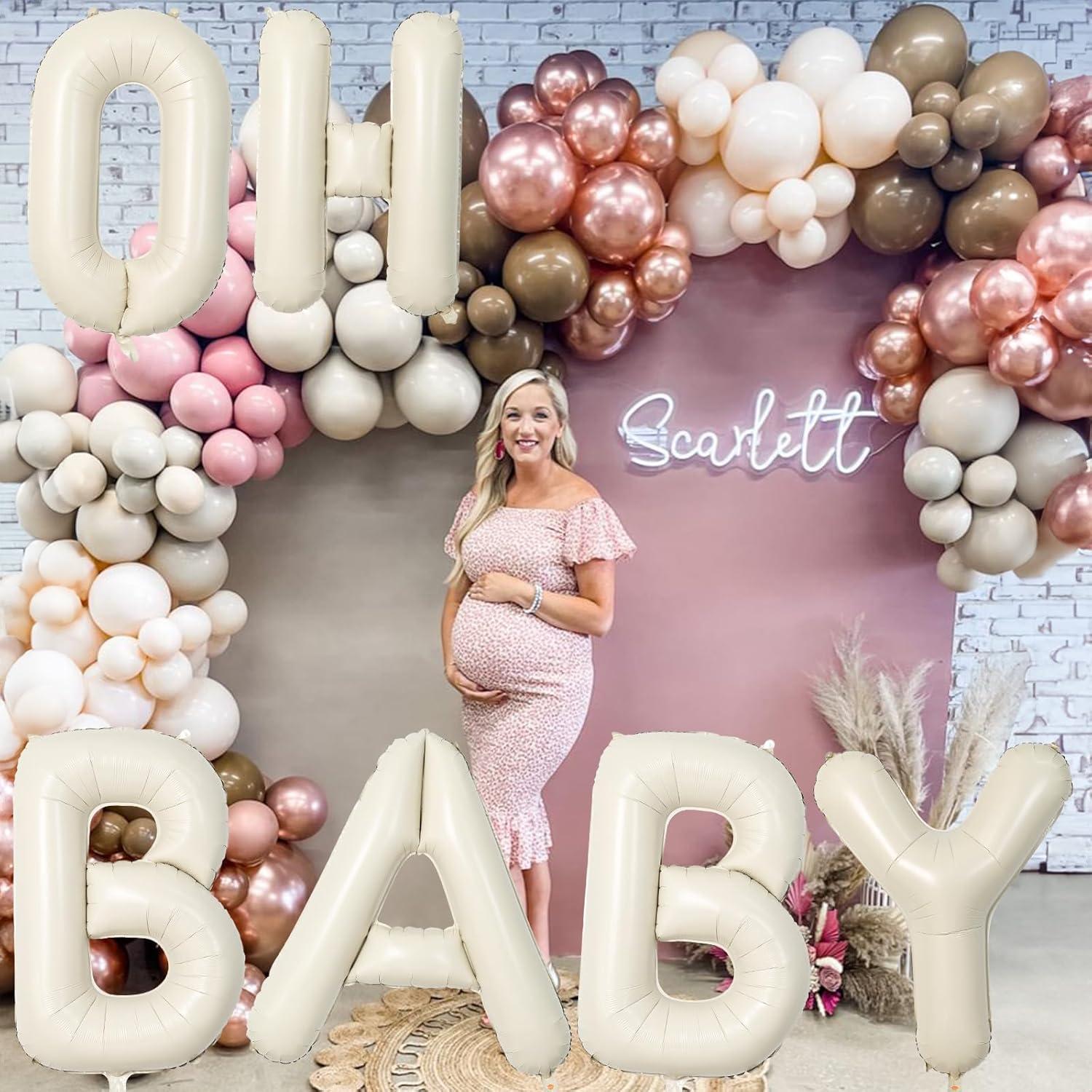 Globo OH BABY Beige 101,6 cm para Baby Shower Letras Crema