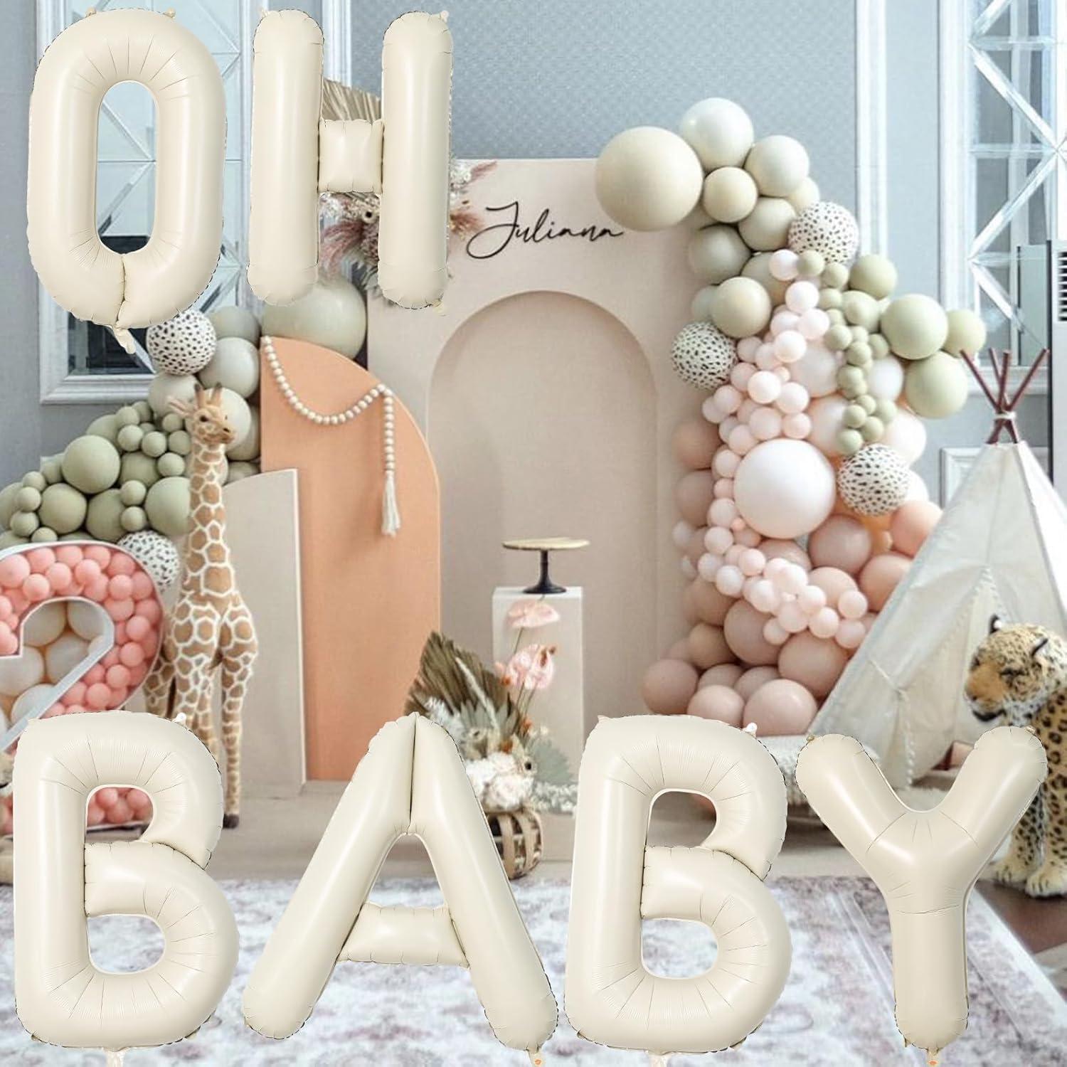 Globo OH BABY Beige 101,6 cm para Baby Shower Letras Crema