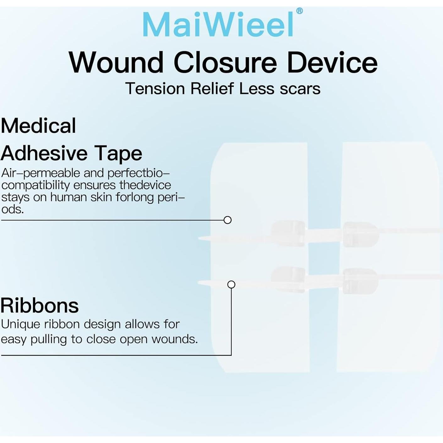 Cierre de Heridas Sin Puntos MaiWieel 2 Piezas 15x10cm