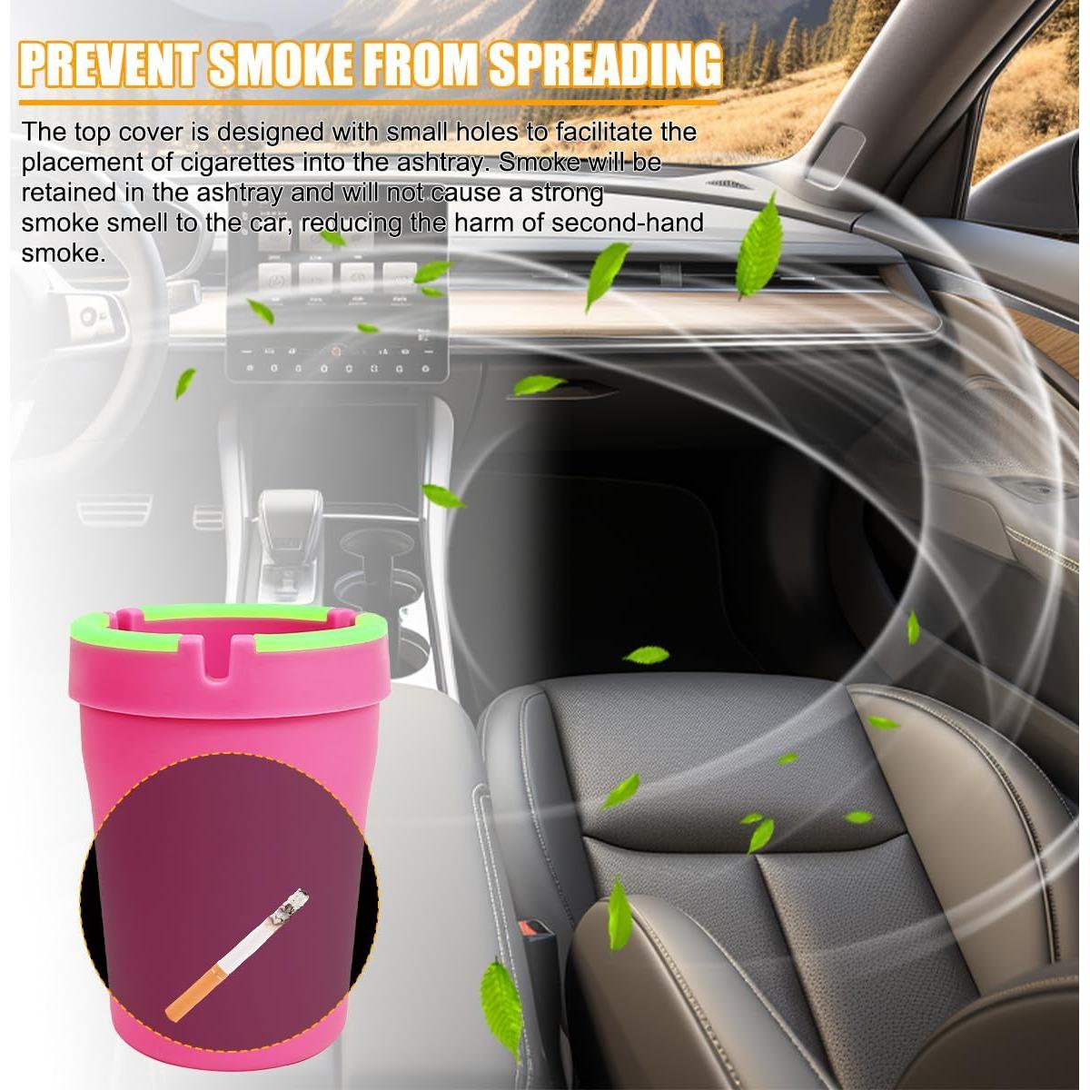 Cenicero de Auto Mandark Rosa 2PCS Portátil Sin Humo