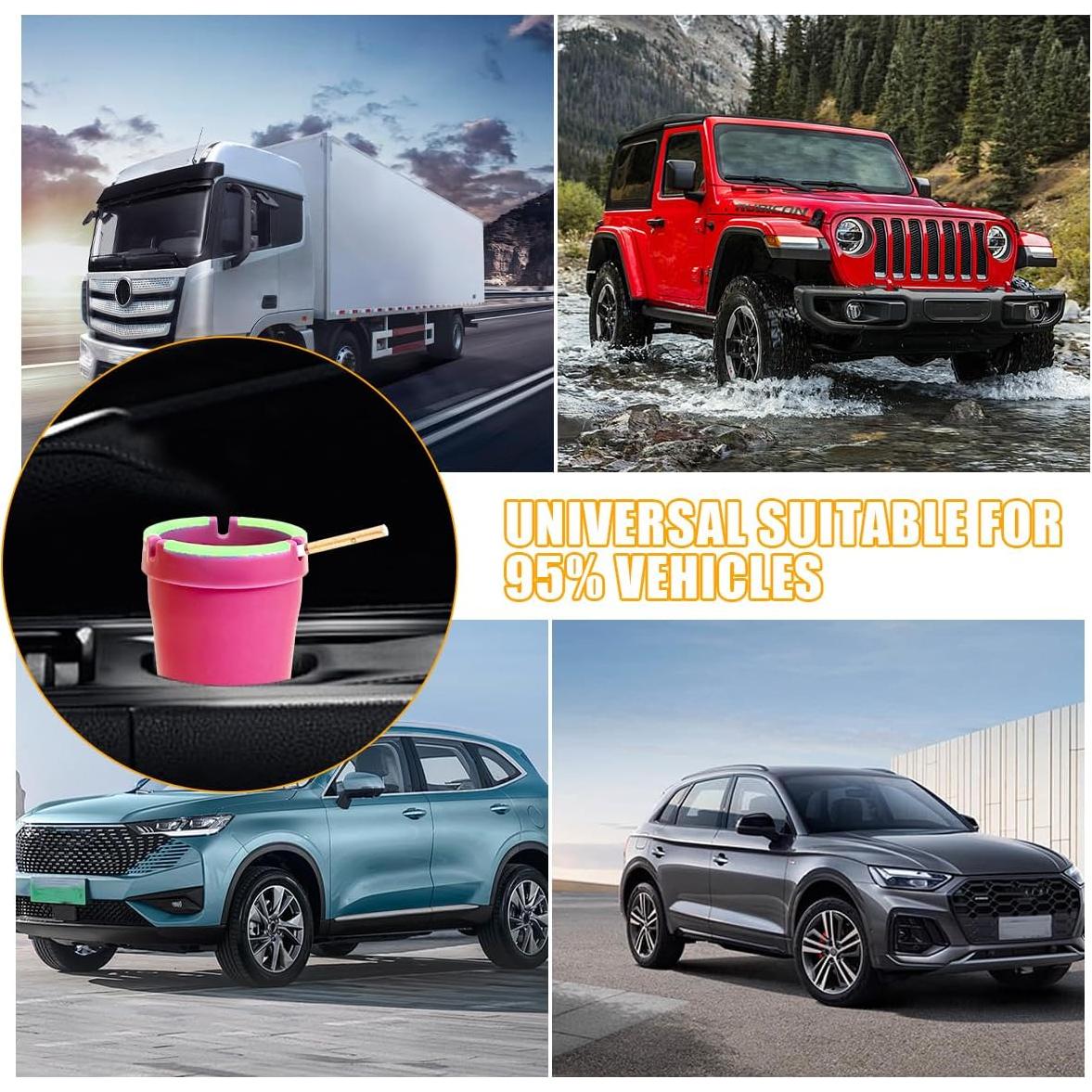 Cenicero de Auto Mandark Rosa 2PCS Portátil Sin Humo