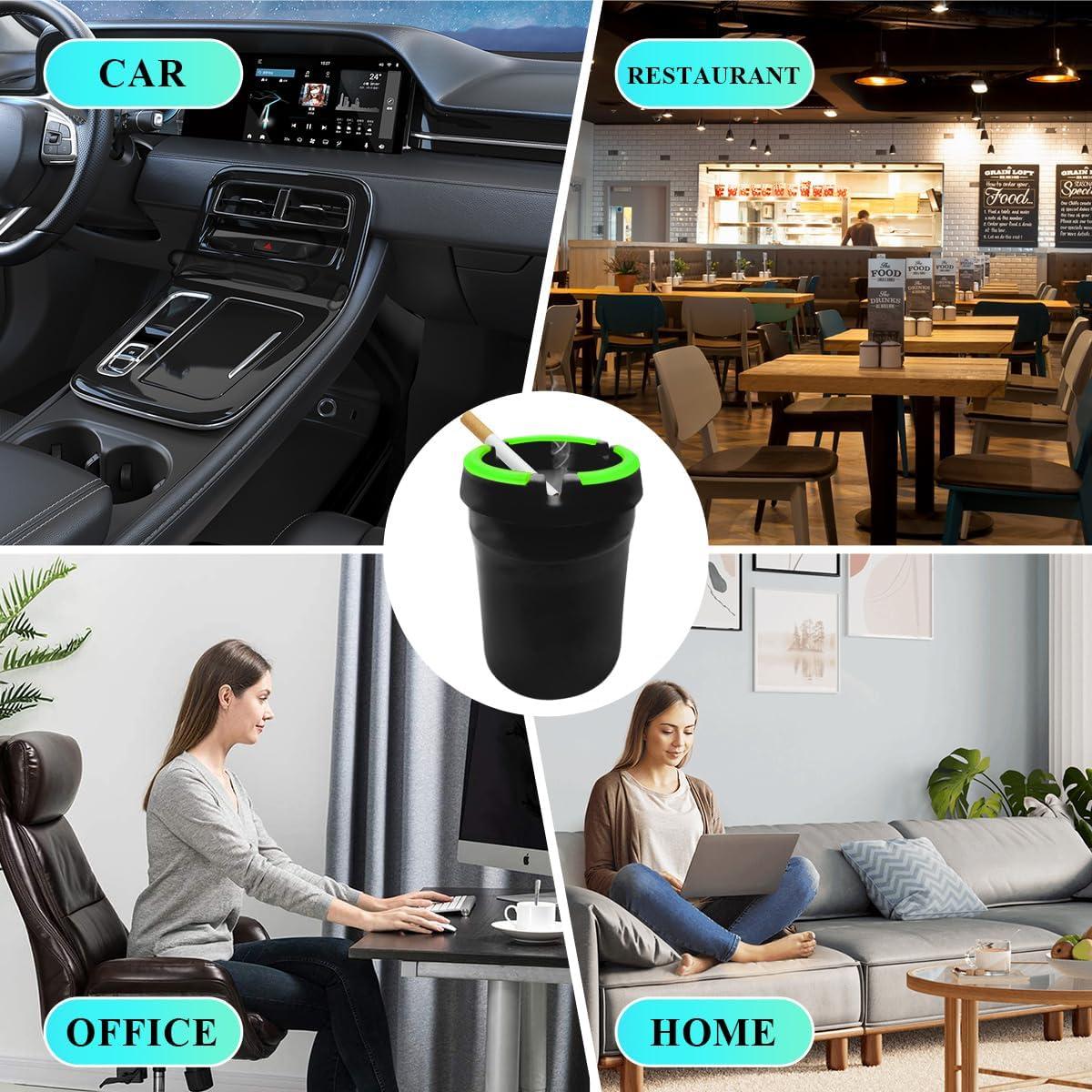 Cenicero de coche Gasedin 2 PCS plástico negro autoextinguible