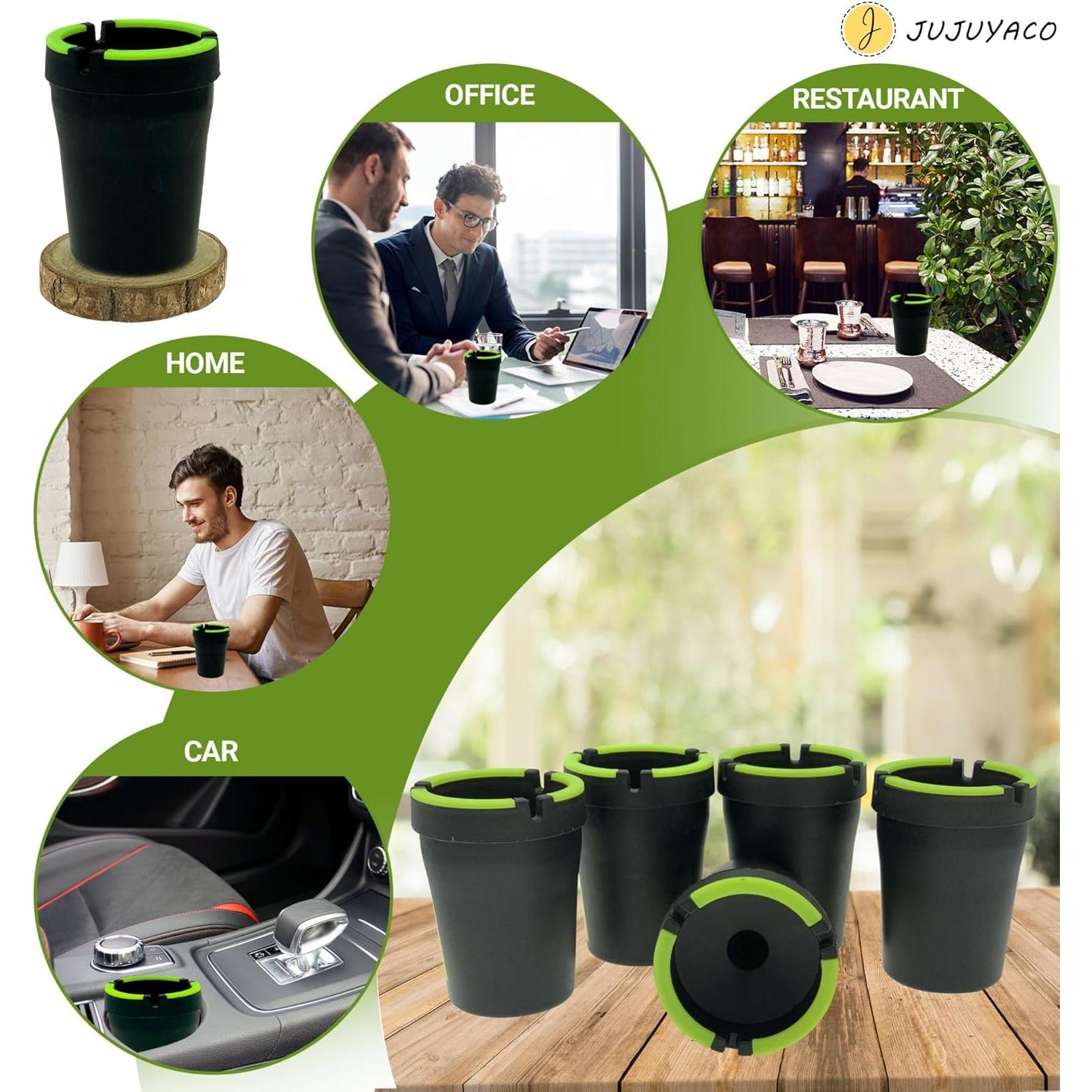 Ceniceros de Cubo Portátiles JUJUYACO - Paquete de 5, Negro