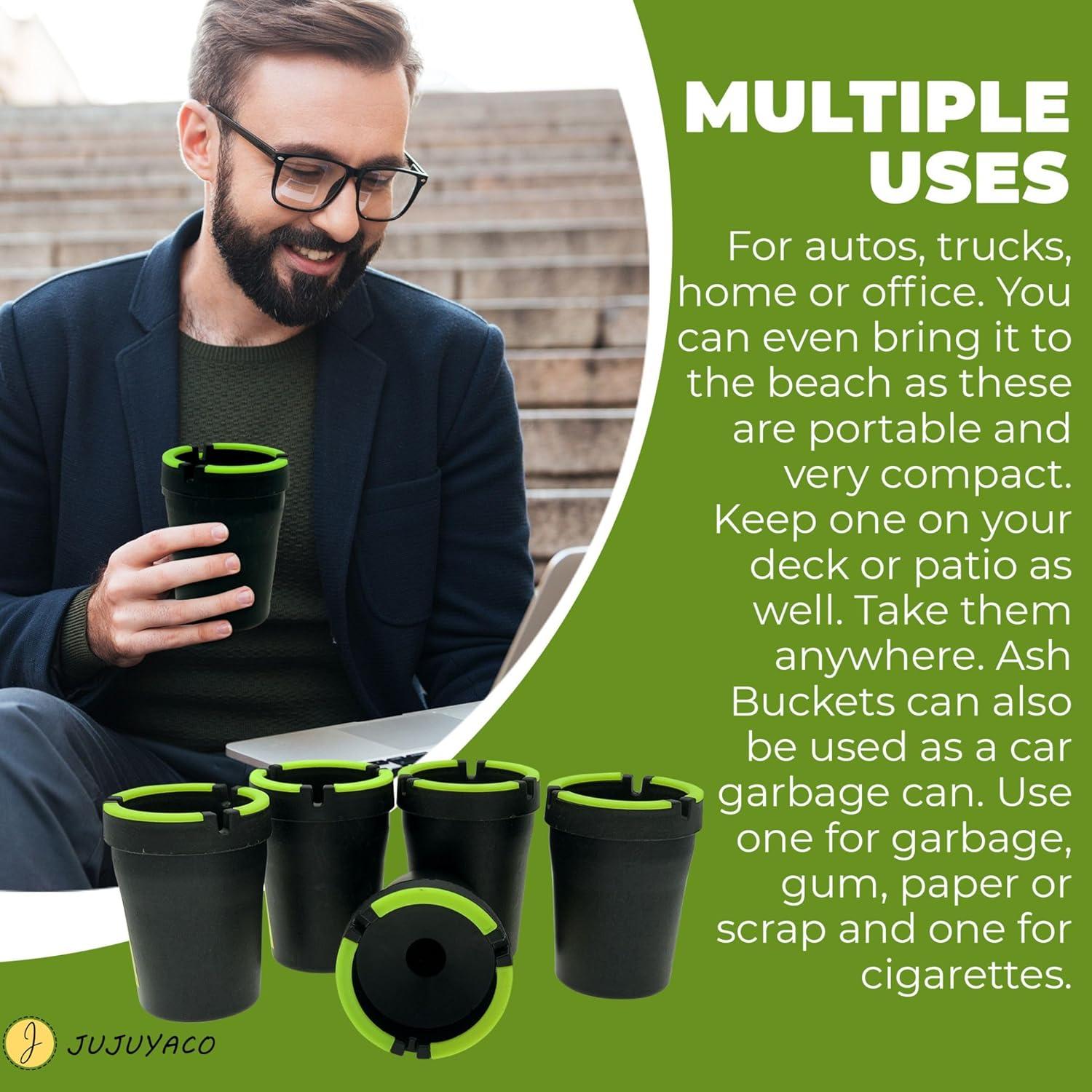 Ceniceros de Cubo Portátiles JUJUYACO - Paquete de 5, Negro