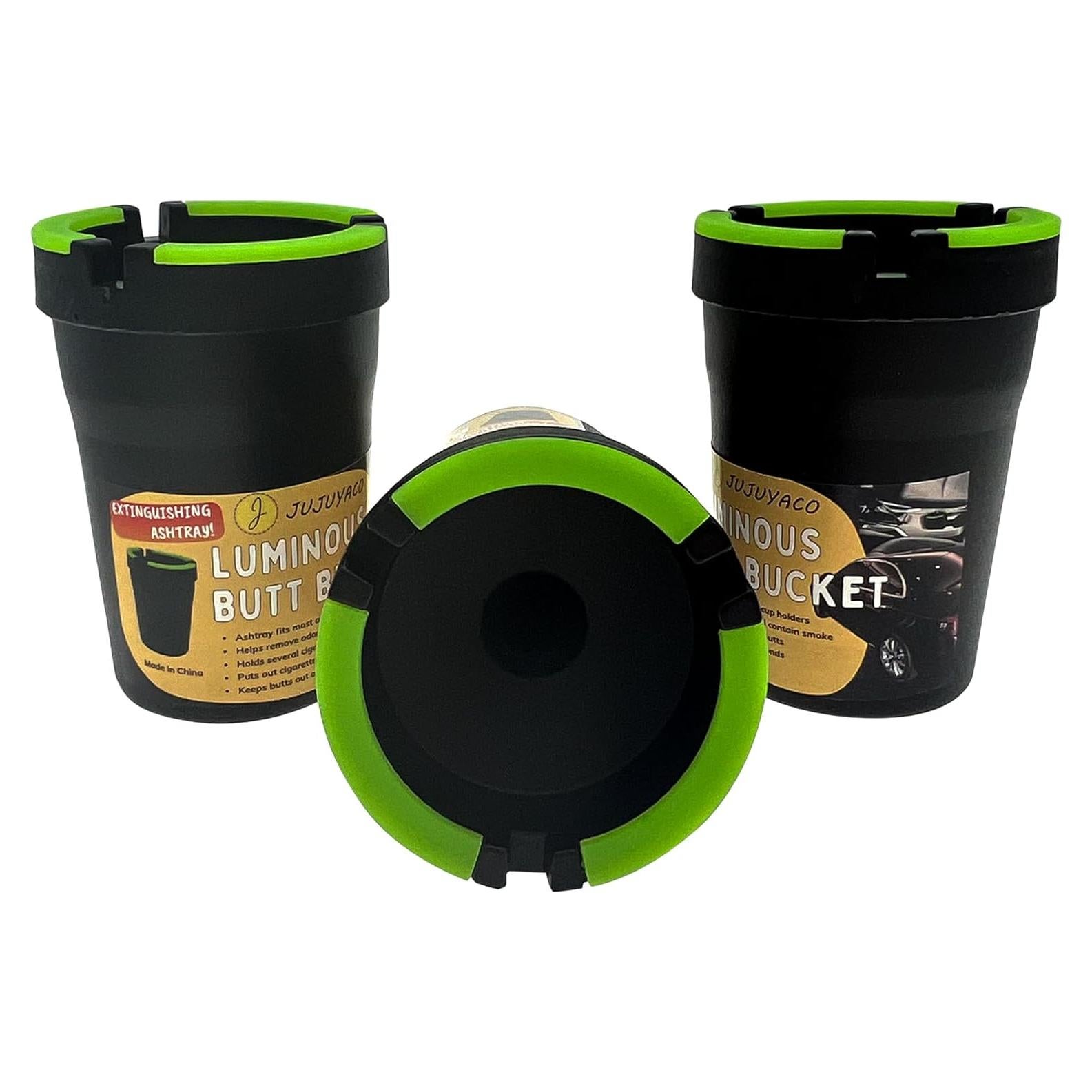 Ceniceros Butt Bucket JUJUYACO - Paquete de 3, Negro, Sin Humo